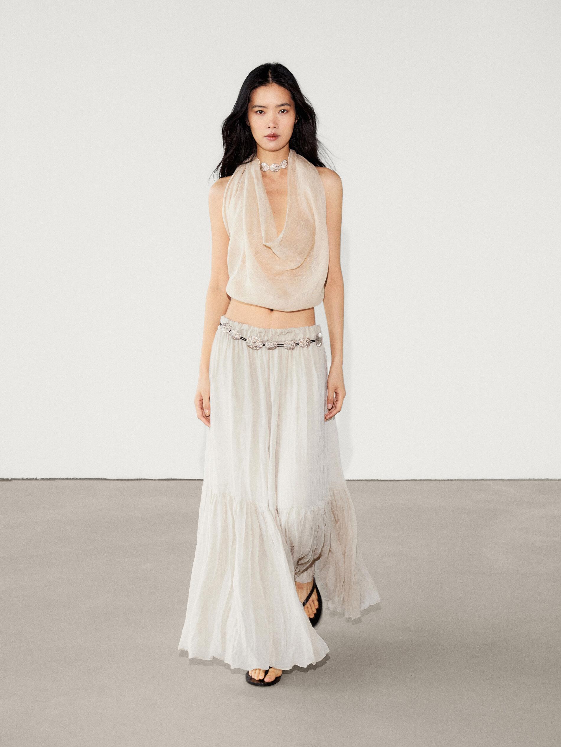 ◆Massimo Dutti◆ 100% cotton long pleated skirt Long 100% cotton pleated skirt · Copper · Smart / Skirts