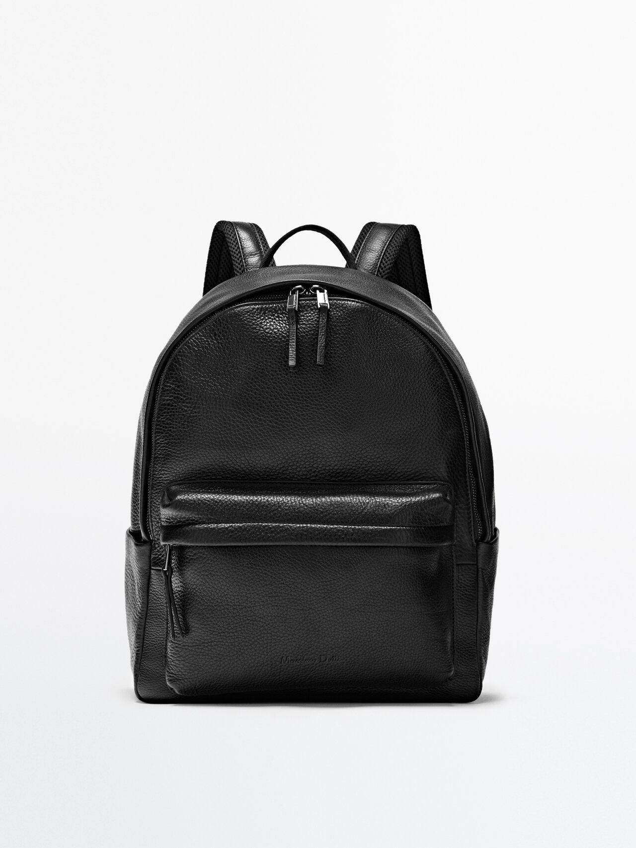 MASSIMO DUTTI Black Montana Leather Backpack for Men | Lyst