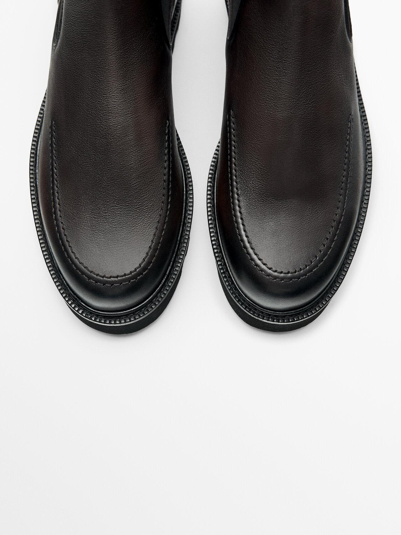 MASSIMO DUTTI Moc Toe Chelsea Boots in Black for Men | Lyst