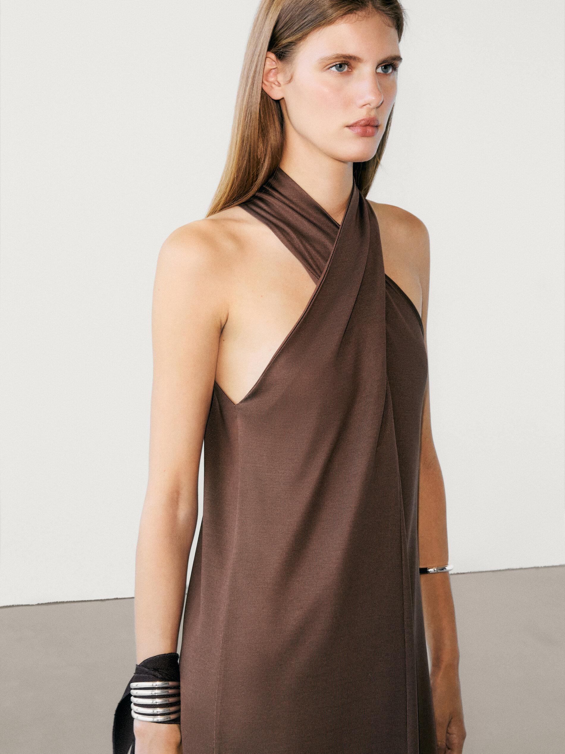 Vestido Azul Marino Massimo Dutti Vestidos Y Monos Halter Neck Vestidos Massimo  Dutti Halter Neck Massimo