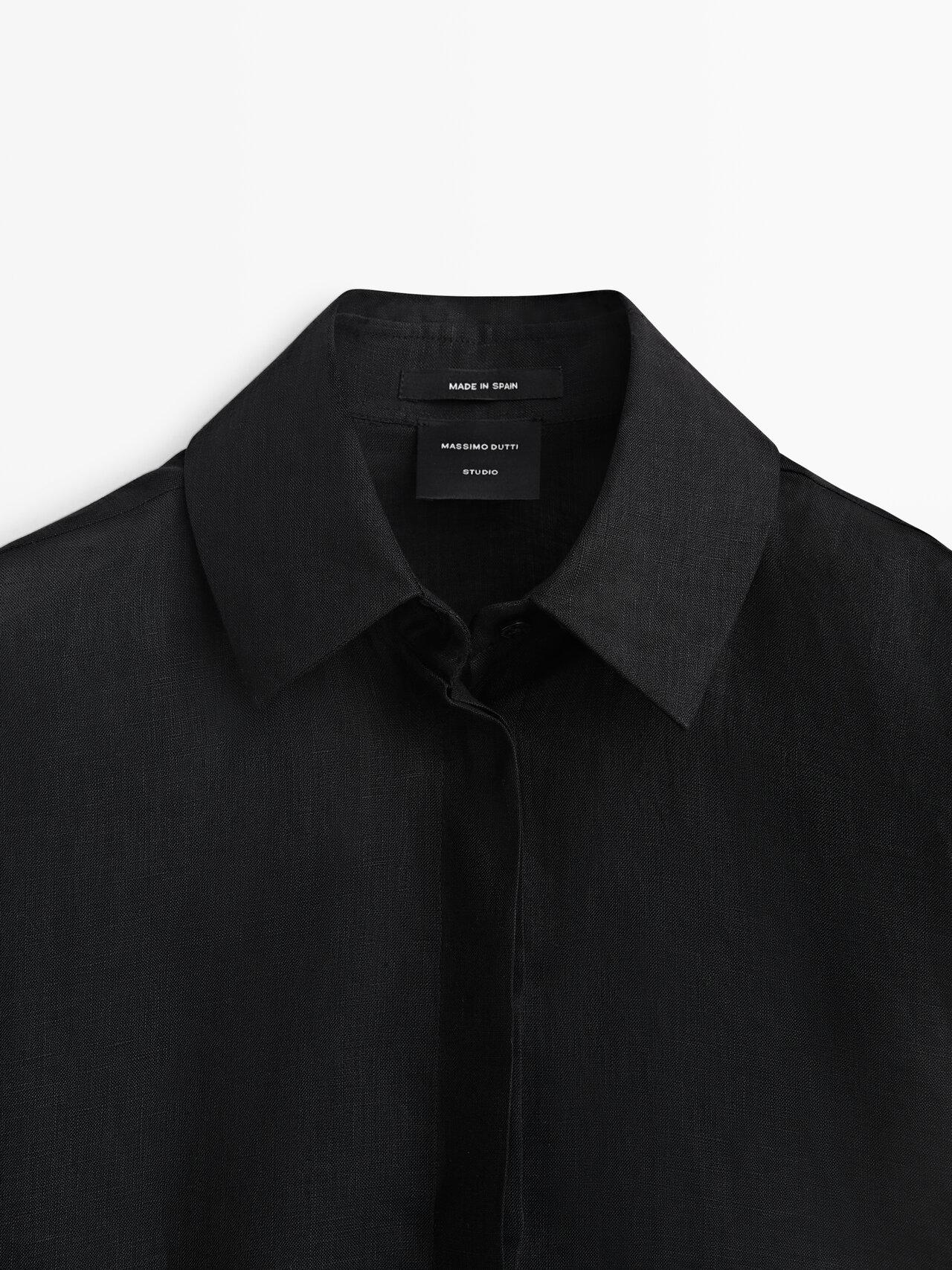 MASSIMO DUTTI Peplum Linen Shirt - Studio in Black | Lyst