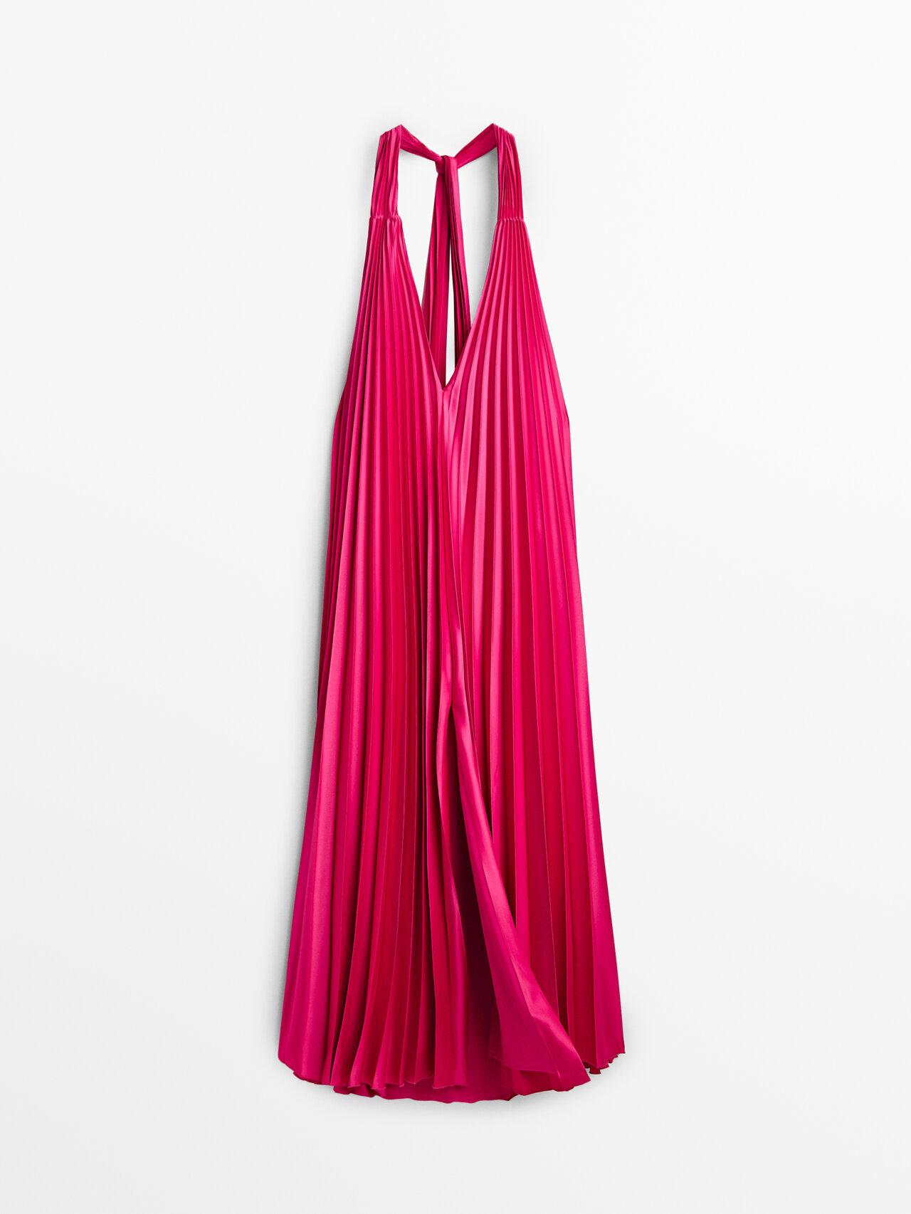 MASSIMO DUTTI Pleated Halter Dress - Studio in Pink | Lyst