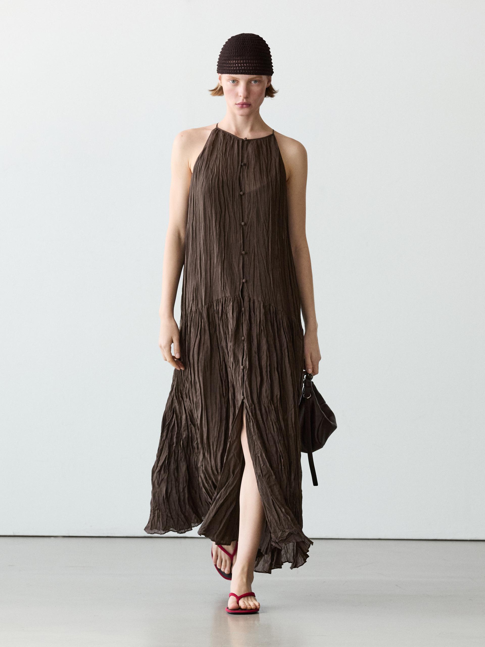 massimo dutti brown slip dress Massimo Dutti Flowing Satin Dress by Massimo Dutti