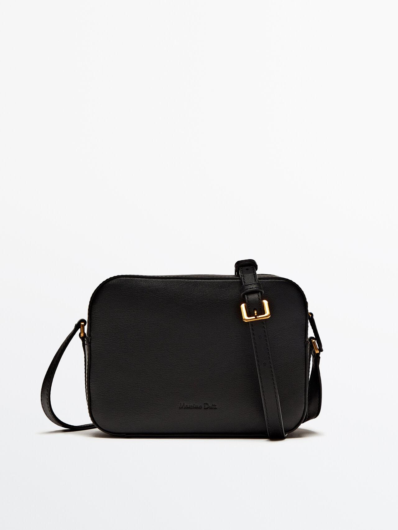 MASSIMO DUTTI Nappa Leather Camera Bag in Black | Lyst