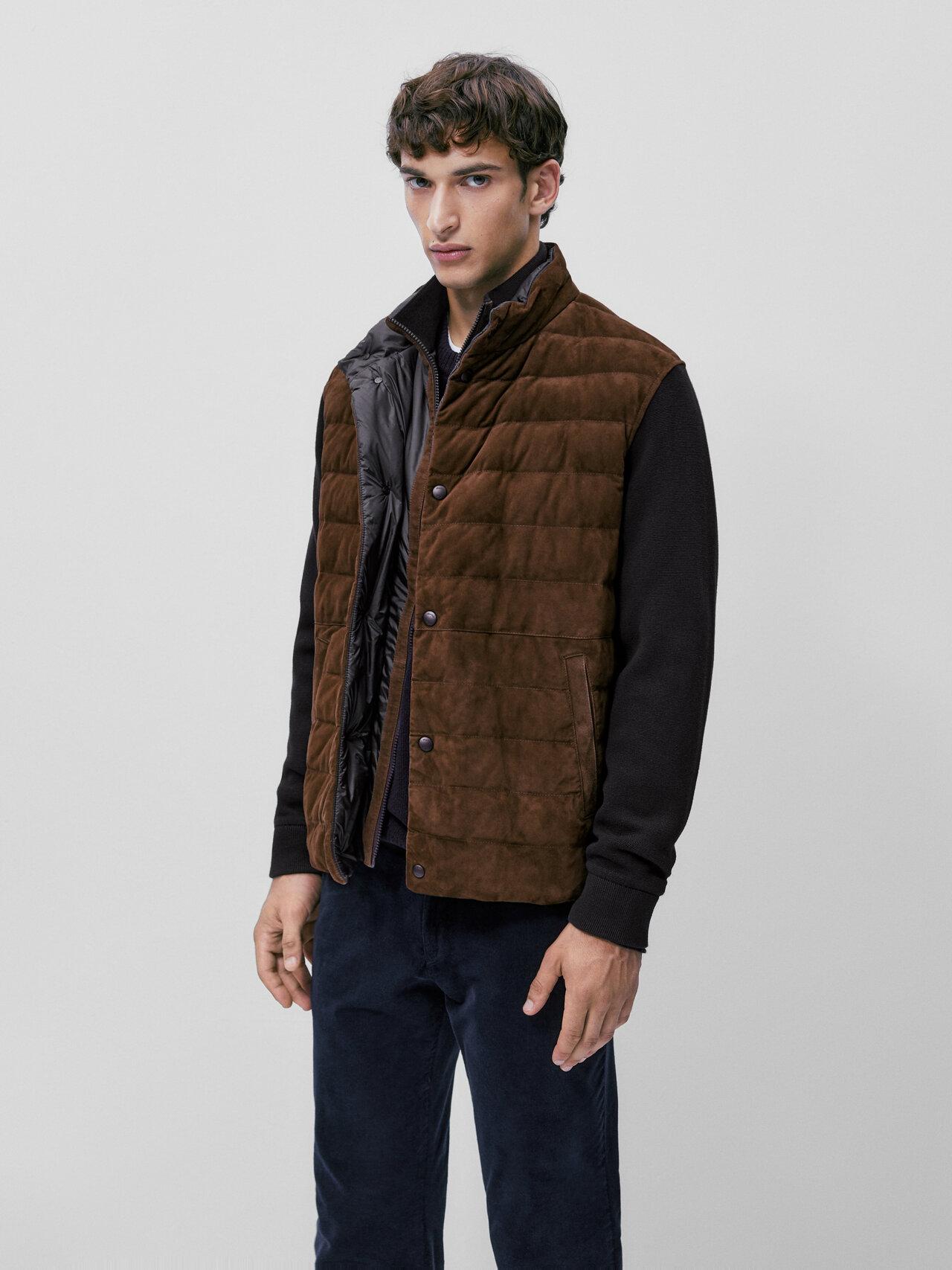 MASSIMO DUTTI Contrast Suede And Knit Jacket in Brown for Men | Lyst
