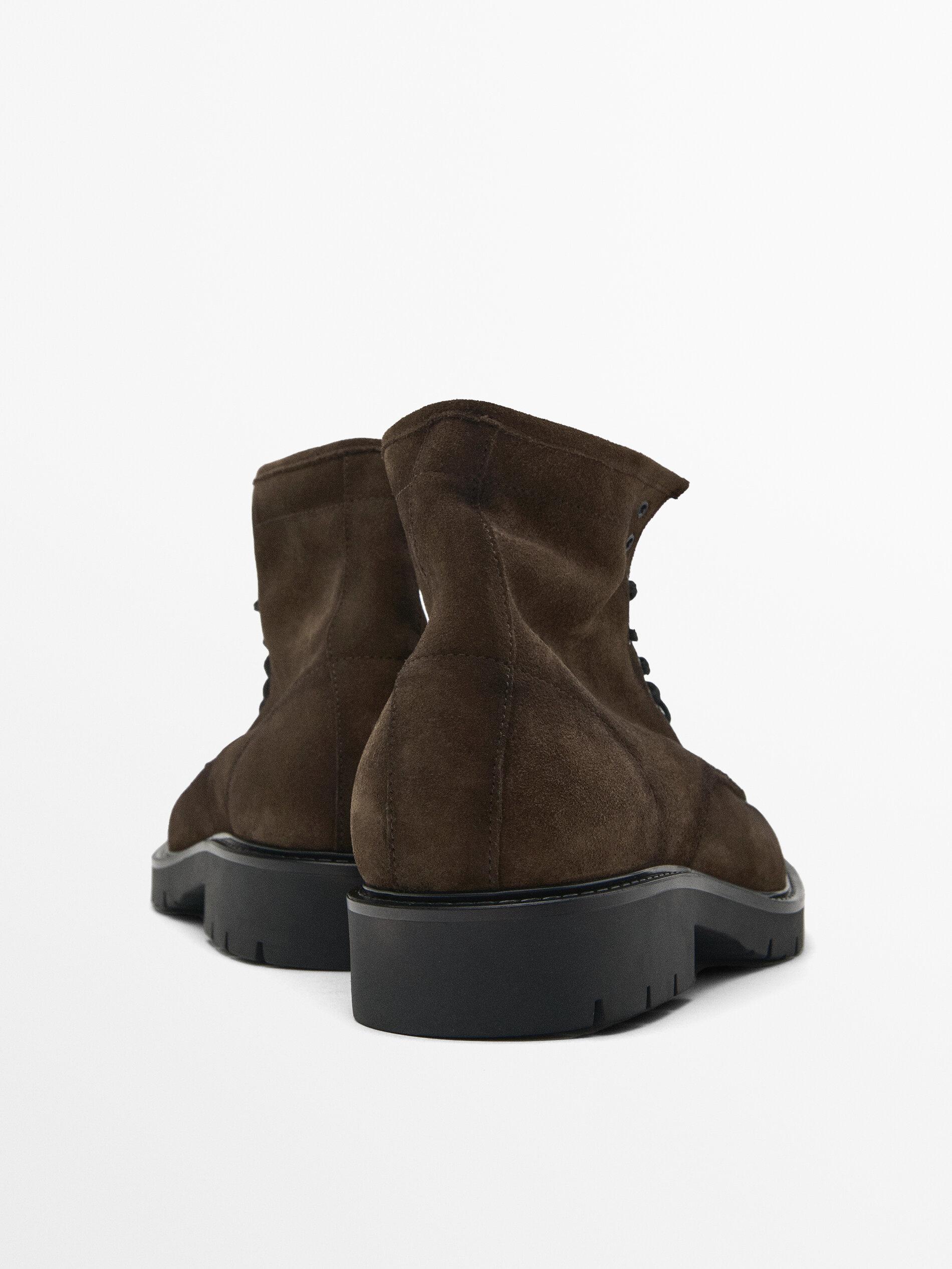 MASSIMO DUTTI Moc Toe Split Suede Ankle Boots in Brown for 