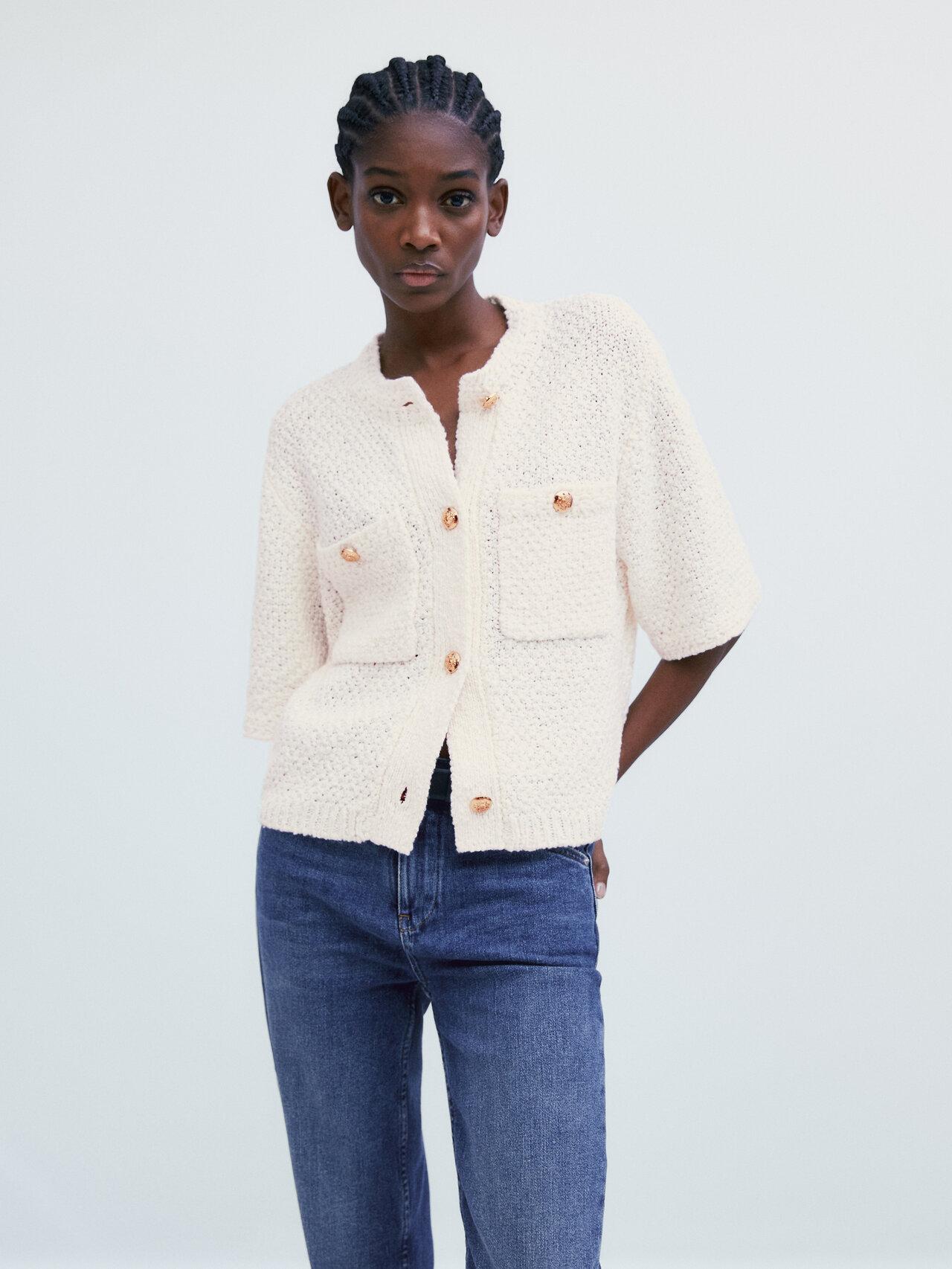 Short cardigan with pockets cheap
