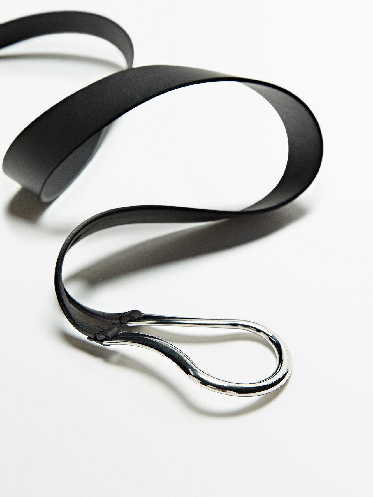 MASSIMO DUTTI Leather Belt With Knot in Black | Lyst