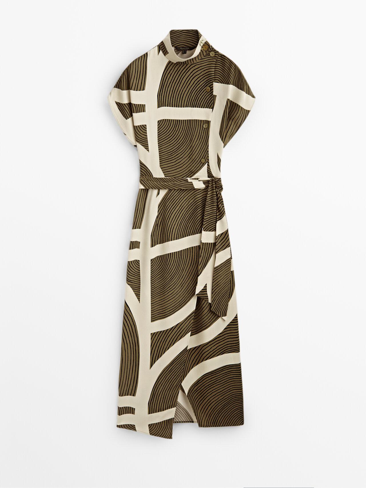 MASSIMO DUTTI Printed Dress With Side Buttons | Lyst