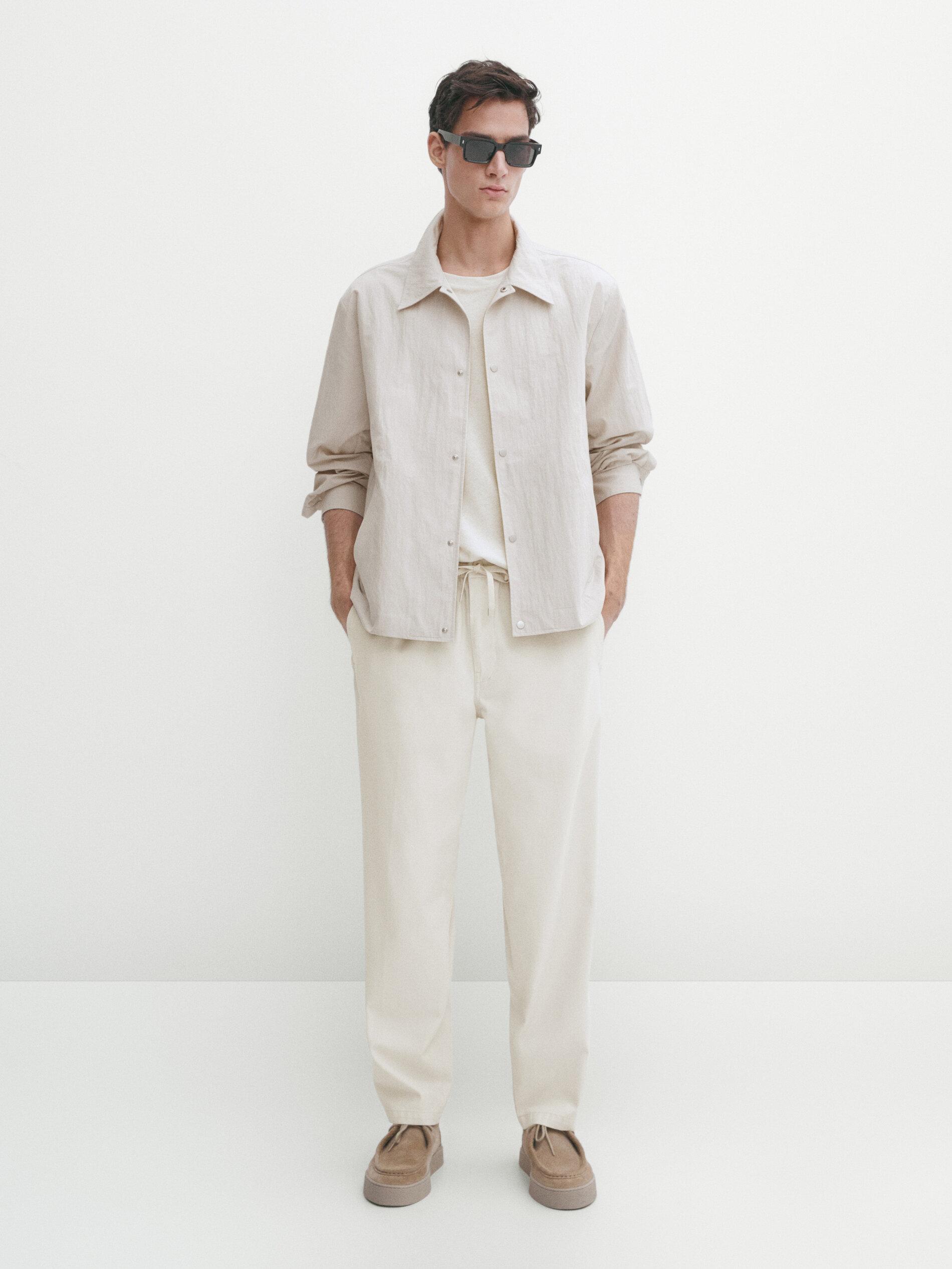MASSIMO DUTTI 100 Cotton Jogger Fit Trousers in White for Men Lyst UK