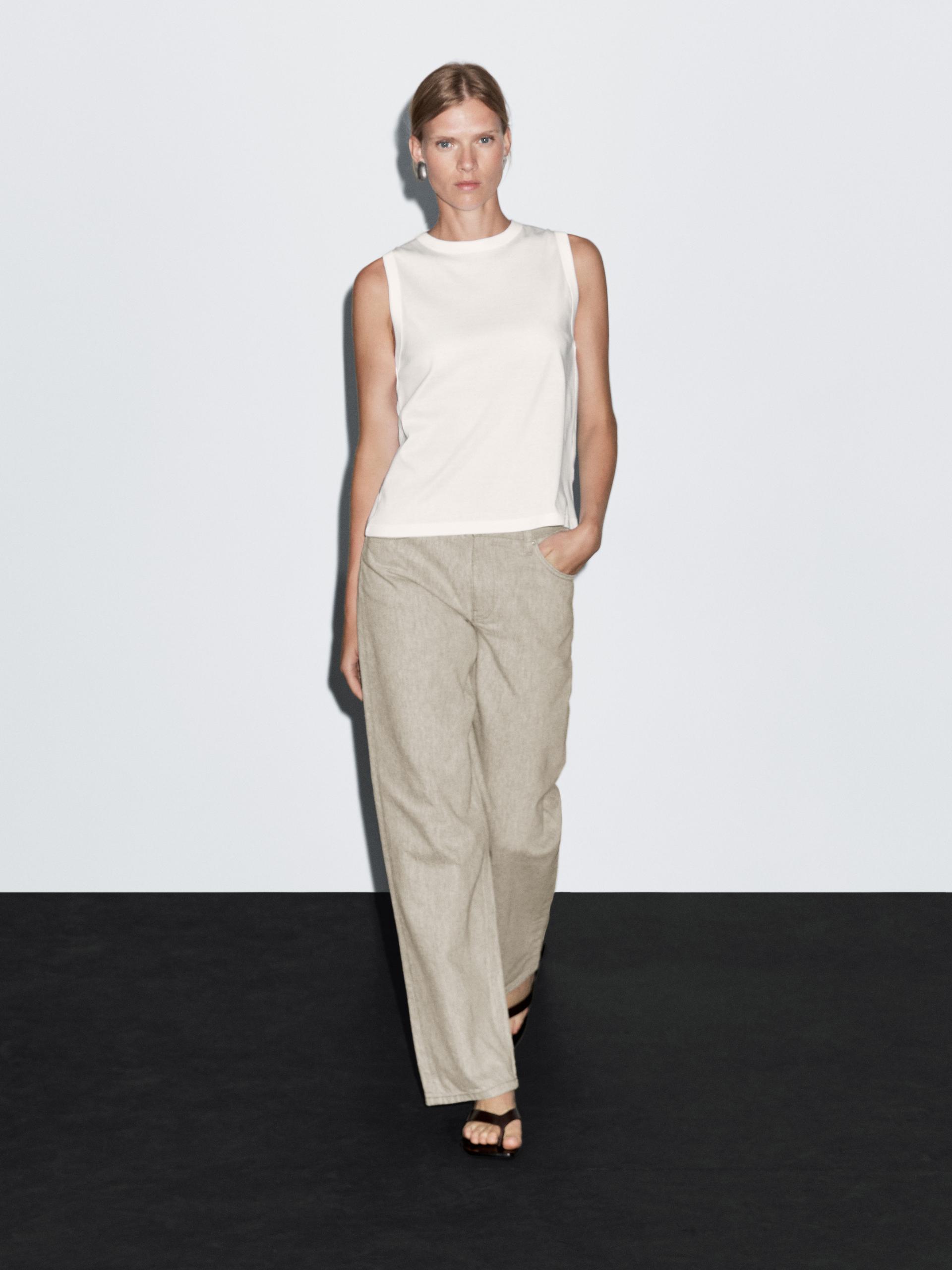 Pantalones Jeans Wide Leg Beige Skinny Flare Jeans Pantalones