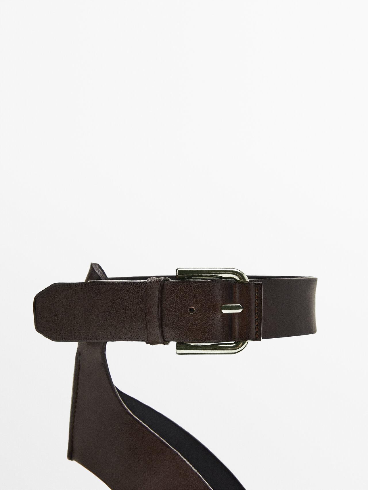 MASSIMO DUTTI Leather Flat Crossover Sandals | Lyst