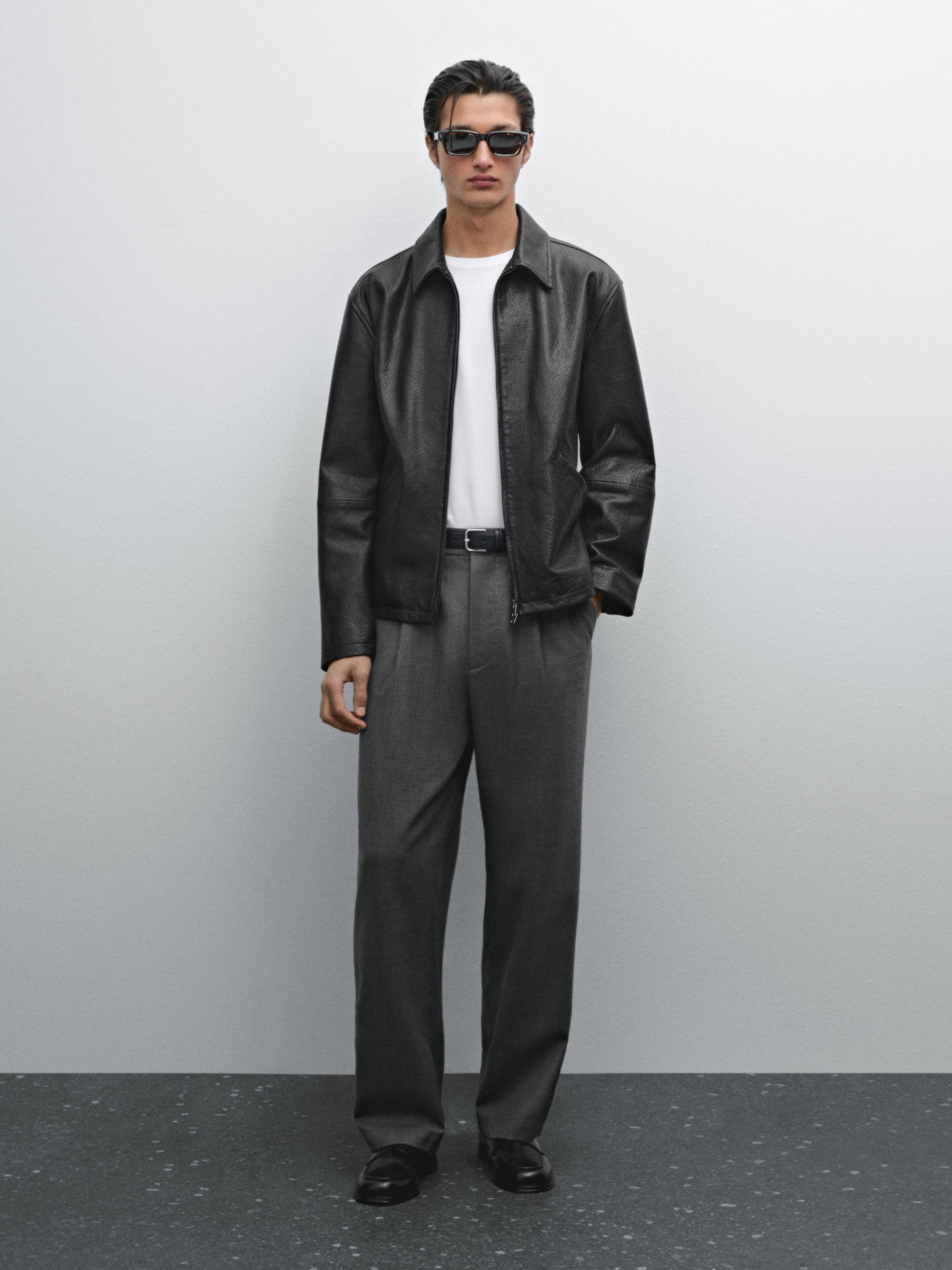 MASSIMO DUTTI Crackled Nappa Leather Jacket in Black for Men Lyst UK