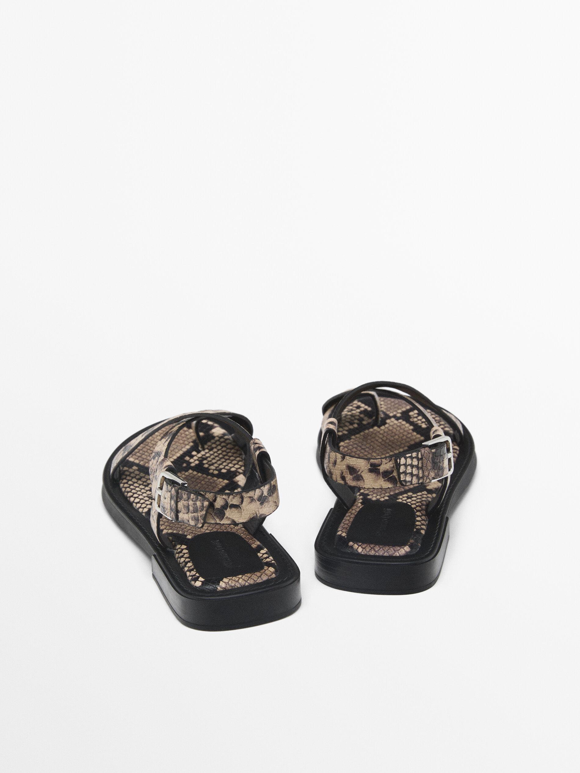 MASSIMO DUTTI Toe Divider Print Sandals in White | Lyst UK
