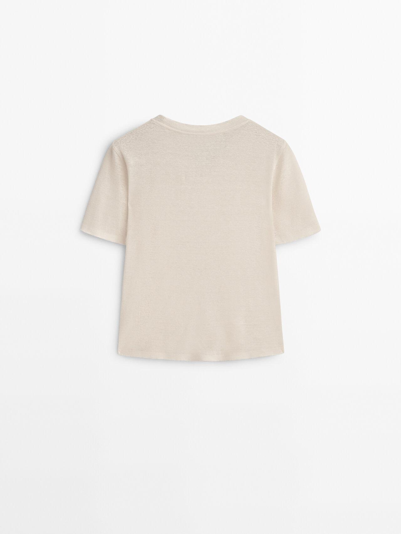 MASSIMO DUTTI 100% Linen Short Sleeve T-shirt in White | Lyst