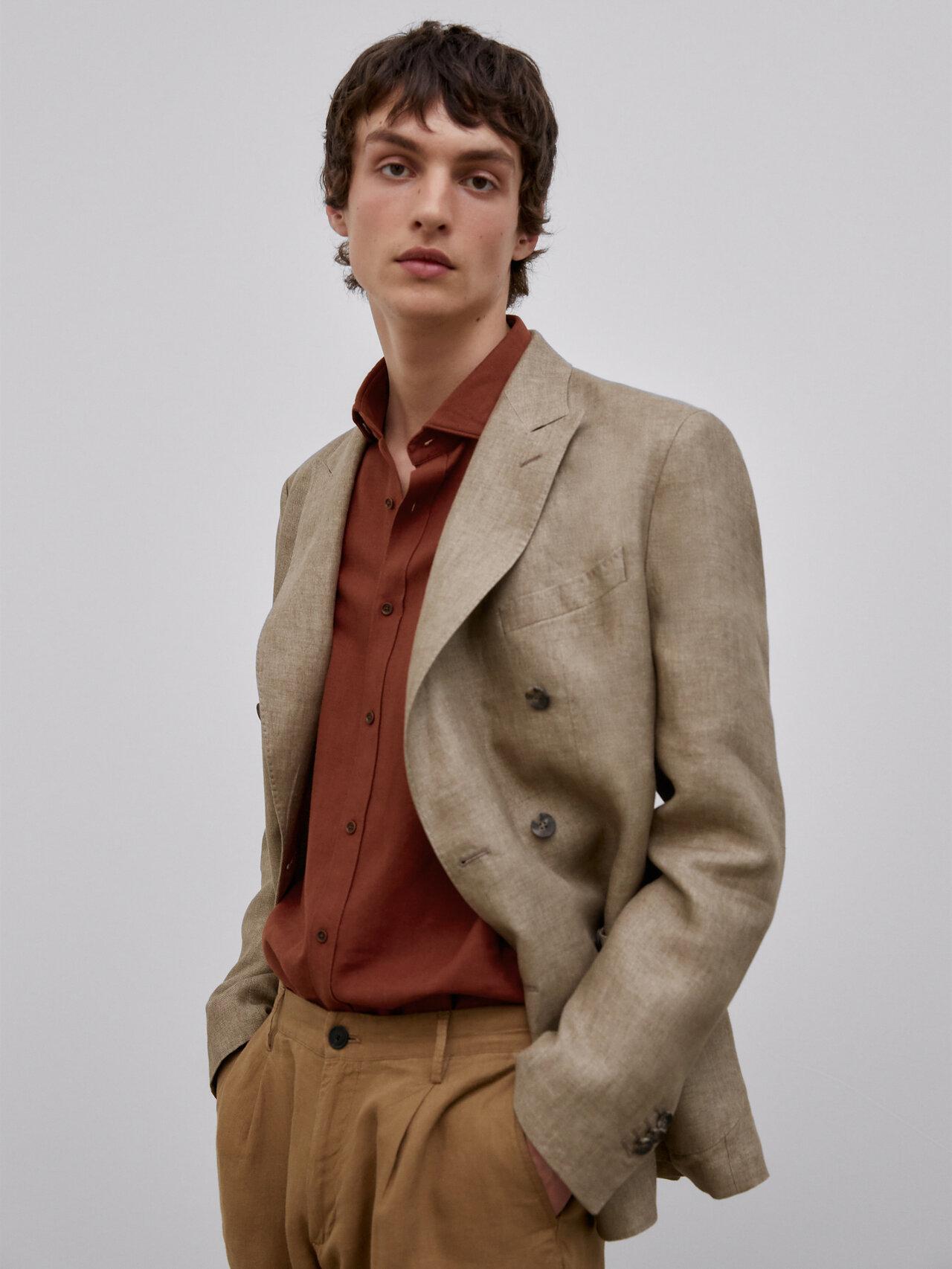 MASSIMO DUTTI Double-breasted Linen Blazer - Limited Edition in Natural for  Men | Lyst
