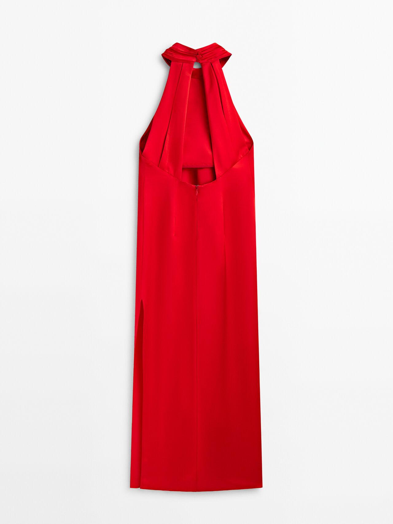 MASSIMO DUTTI Long Halter Dress - Studio in Red | Lyst