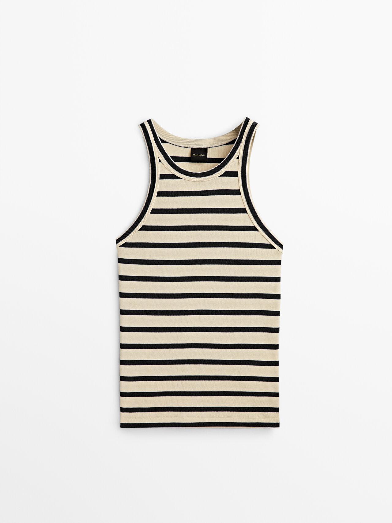 MASSIMO DUTTI Striped Halter Top in Natural | Lyst