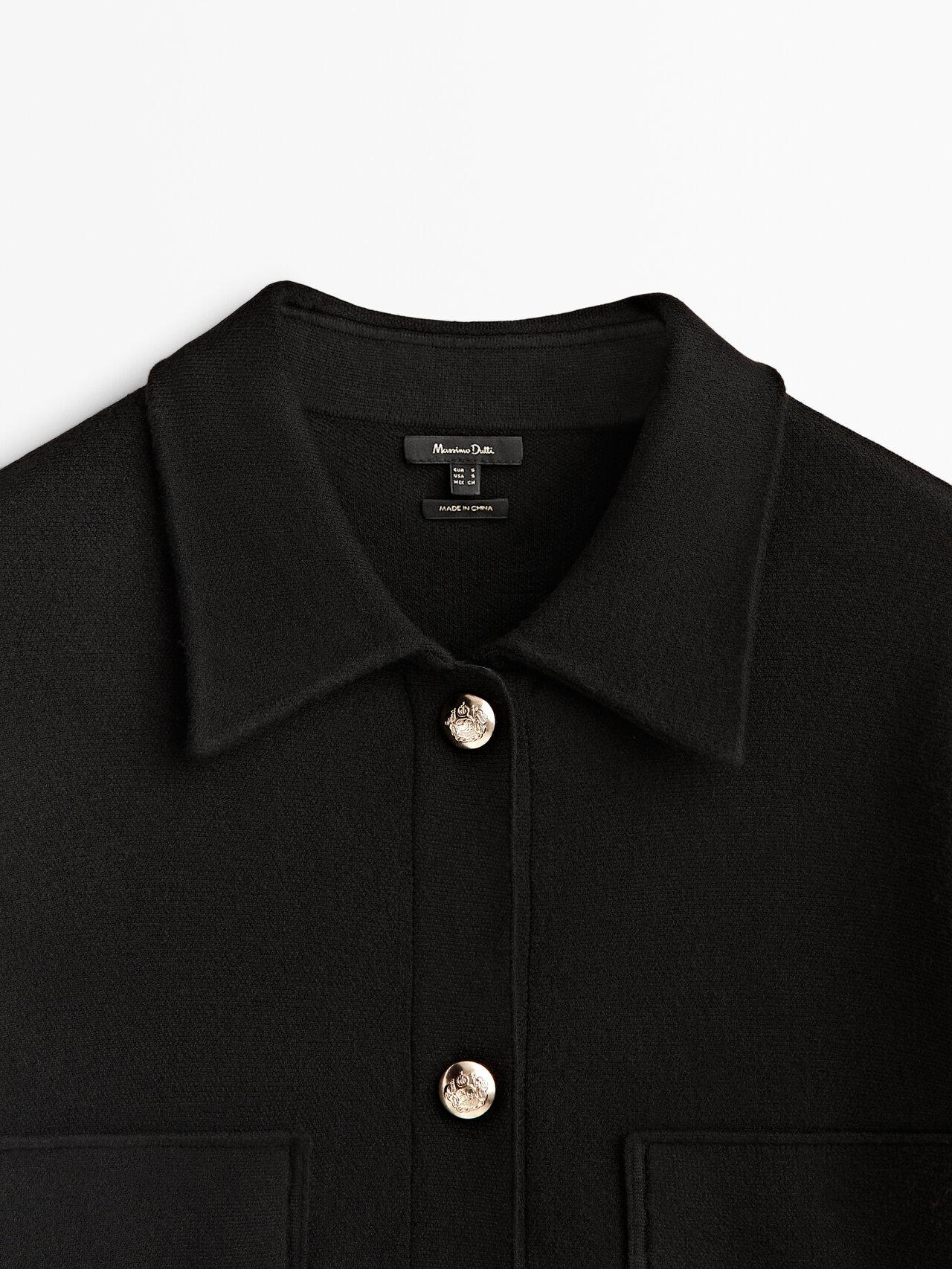 MASSIMO DUTTI Knit Cardigan With Gold Buttons in Black | Lyst
