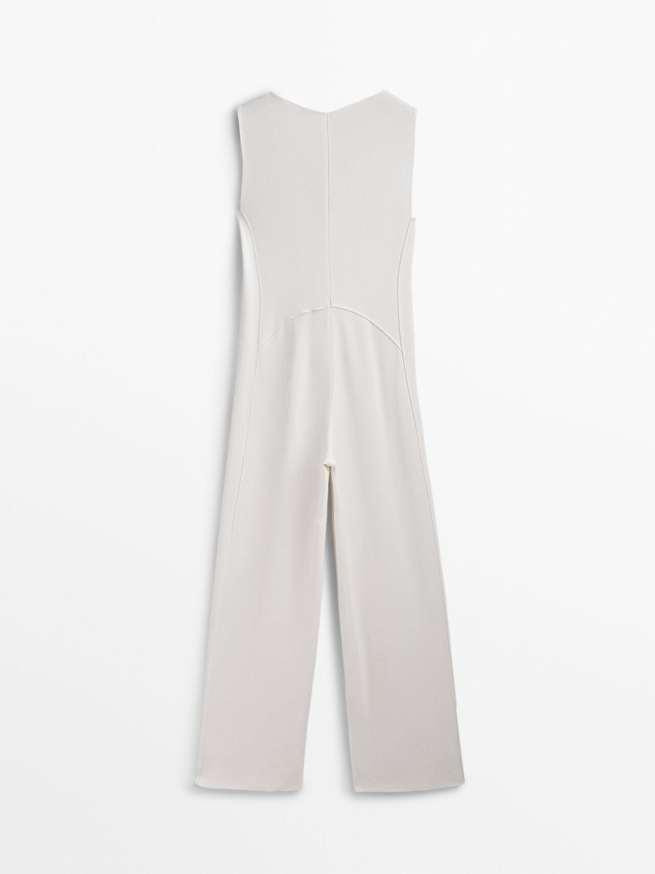 MASSIMO DUTTI Crepe Jumpsuit in White | Lyst