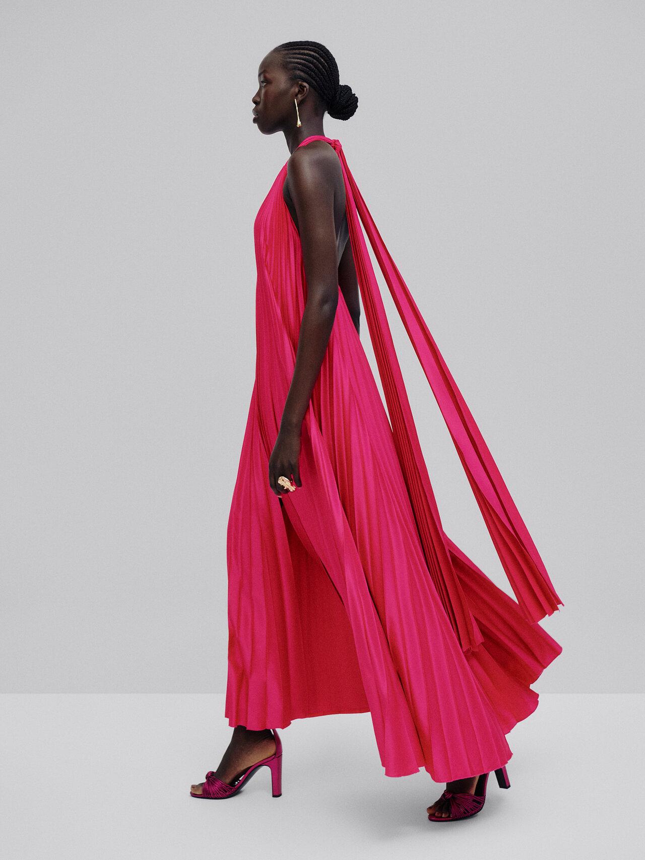 MASSIMO DUTTI Pleated Halter Dress - Studio in Pink | Lyst
