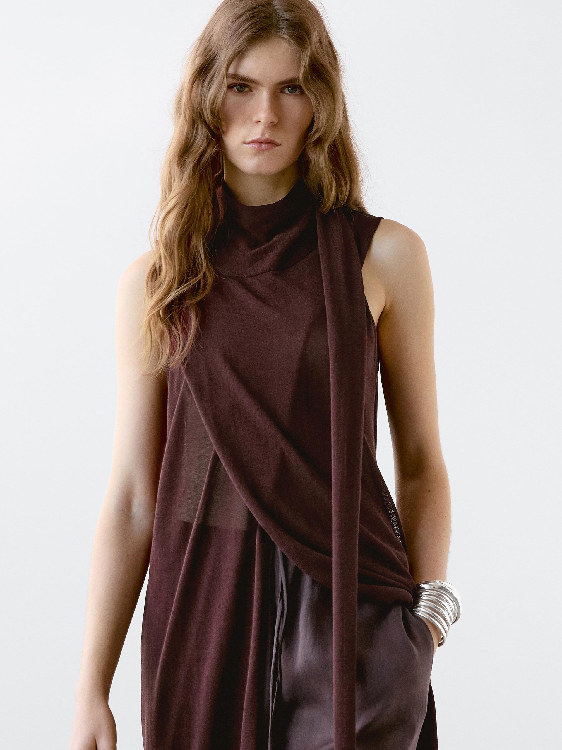 brown dress with shawl BELLA RIBBED DRESS
