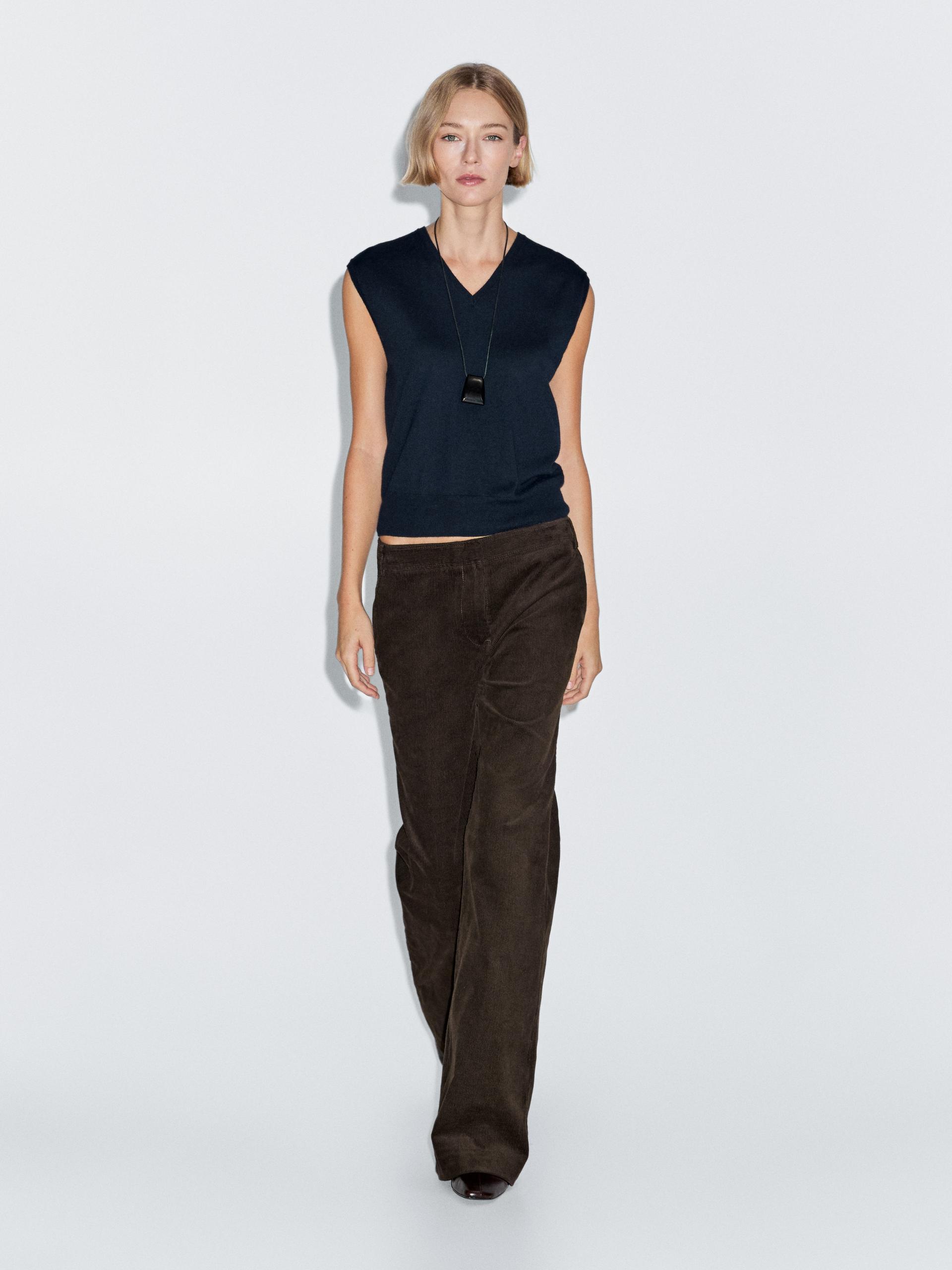 Straight Leg Pantalones Mujer Massimo Dutti Rebajas Pantalones - Main Image