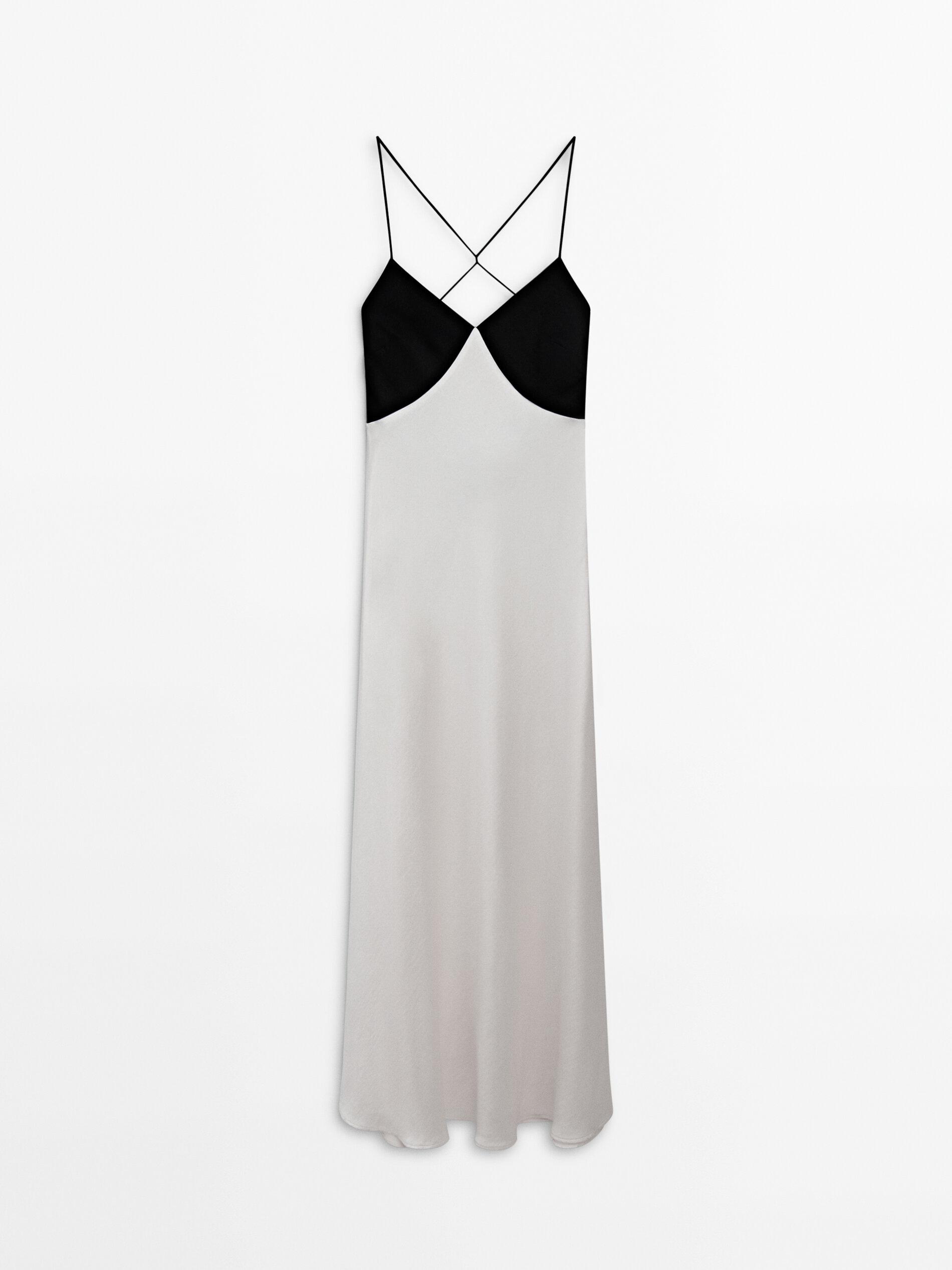 MASSIMO DUTTI Long Dress With Contrast Detail in White | Lyst
