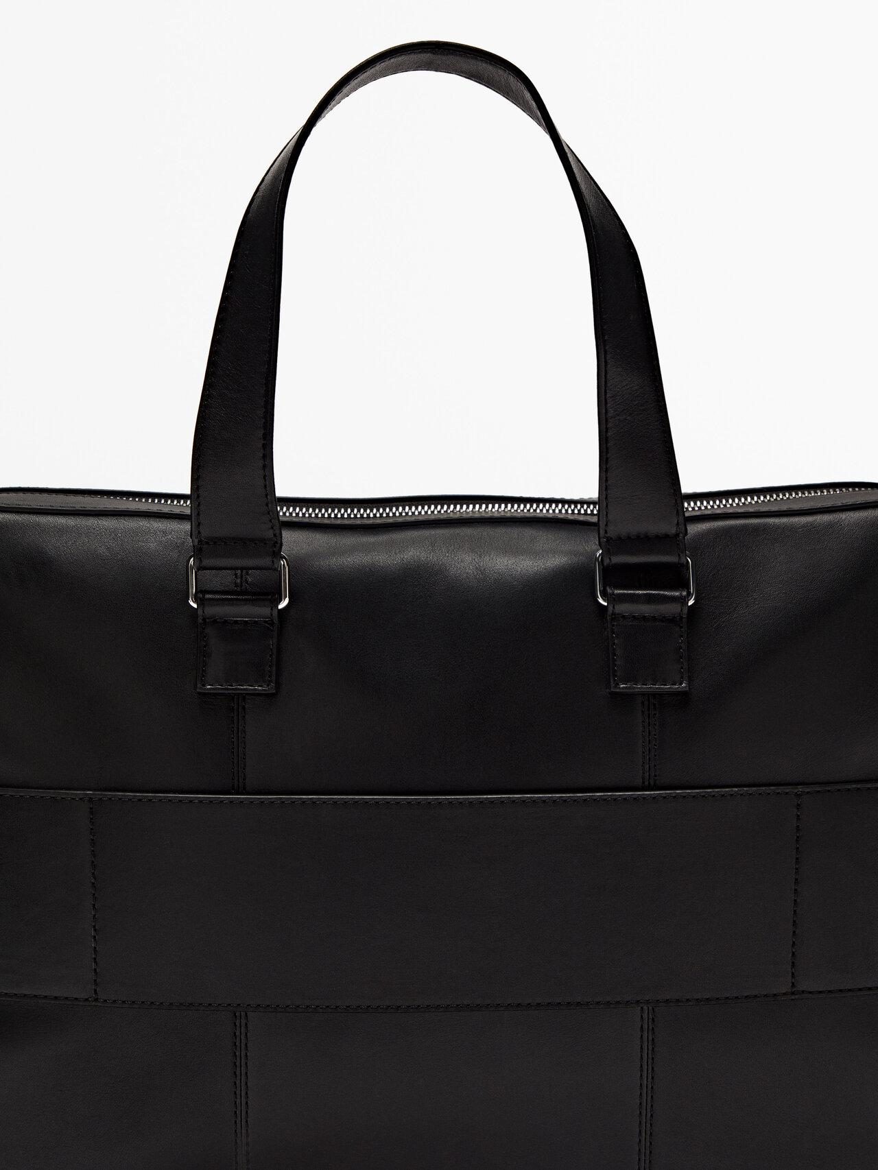 MASSIMO DUTTI Black Leather Briefcase for Men | Lyst