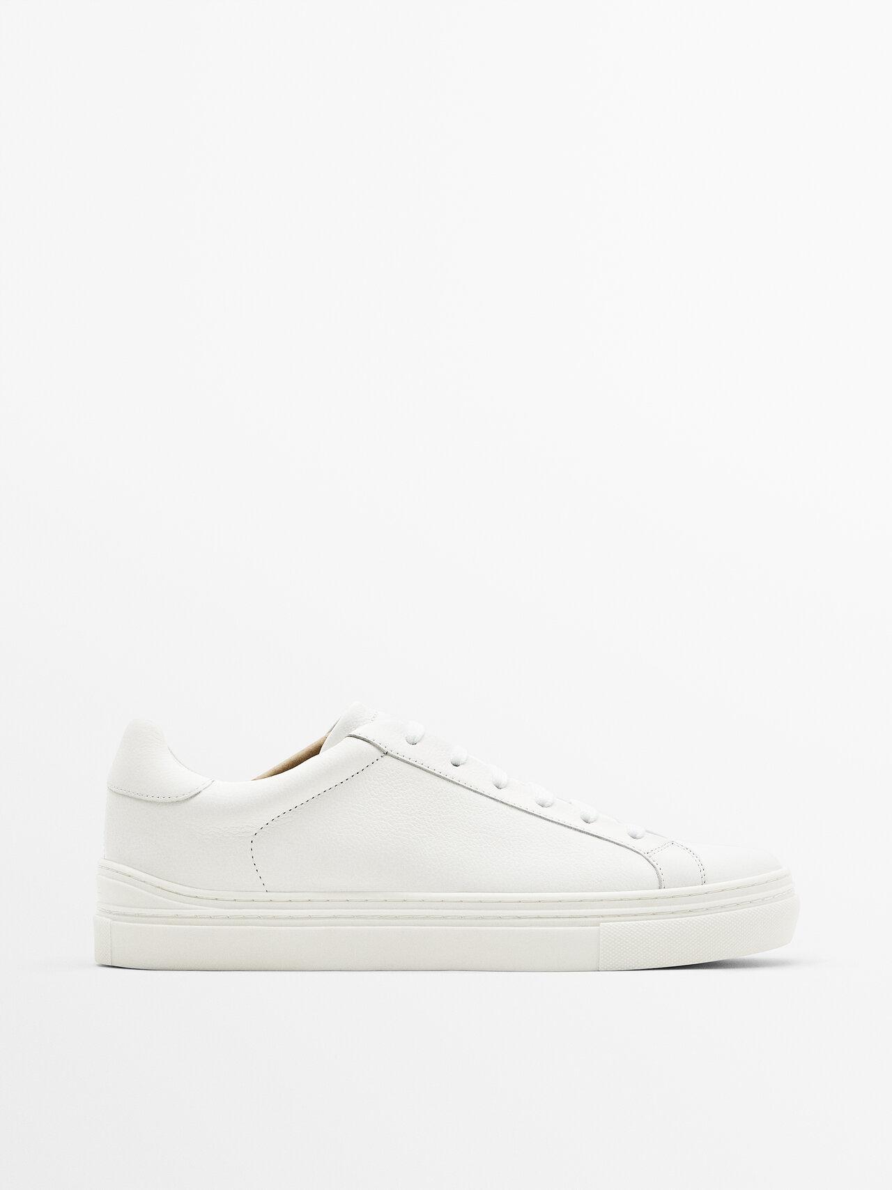 MASSIMO DUTTI Leather Trainers in White for Men | Lyst