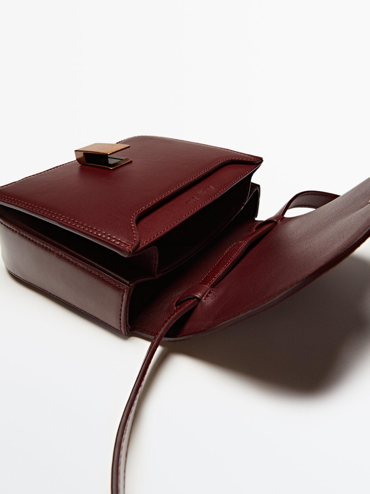 Leather crossbody bag with interwoven strap - Massimo Dutti