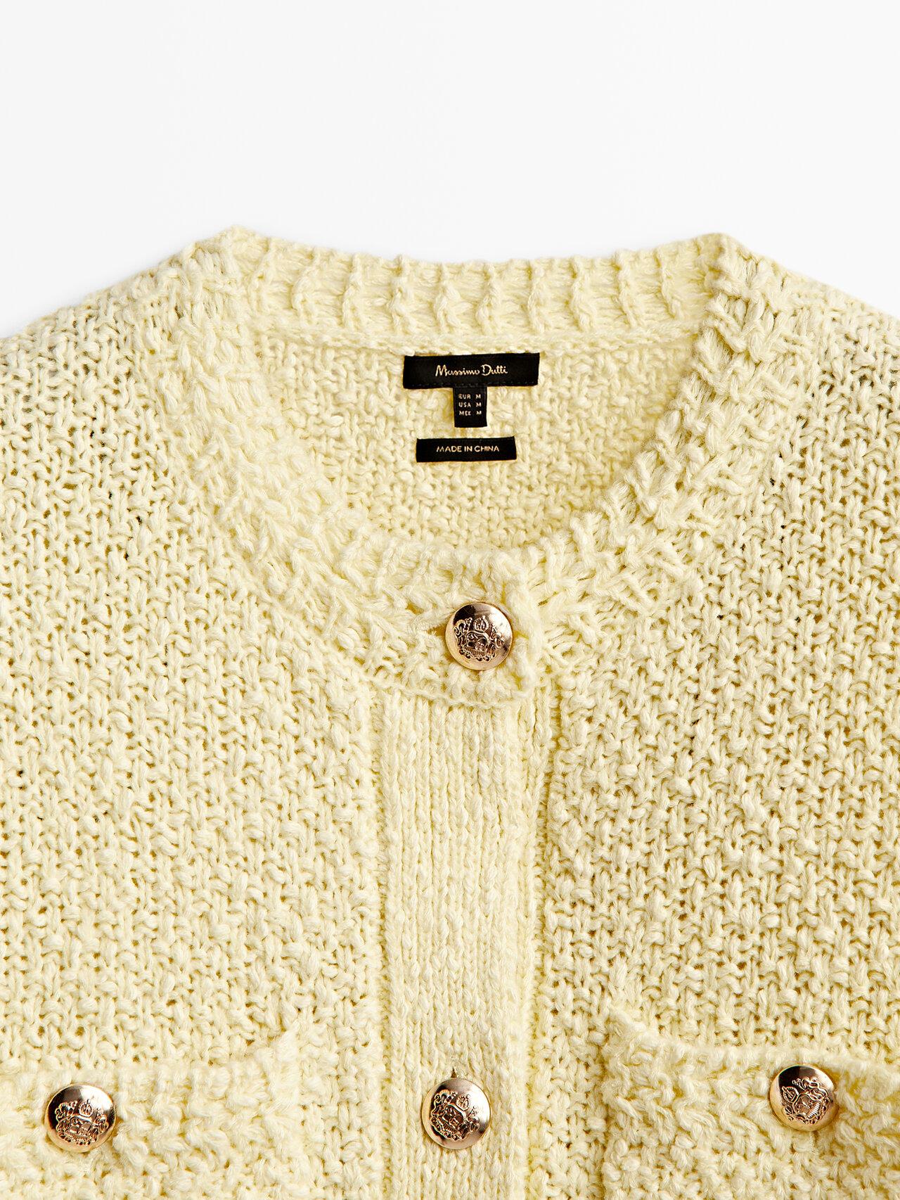 MASSIMO DUTTI Short Sleeve Knit Cardigan With Pockets in Natural | Lyst