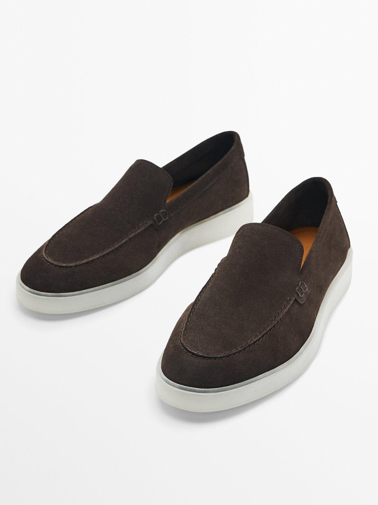 MASSIMO Suede Translucent Sole Loafers in Black for Men | Lyst