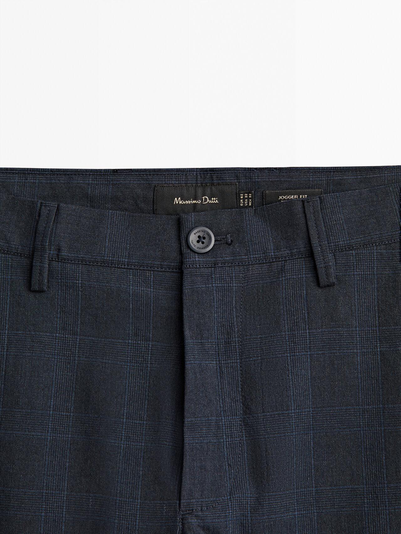 MASSIMO DUTTI Jogging Fit Check Chinos in Navy Blue (Blue) for Men | Lyst