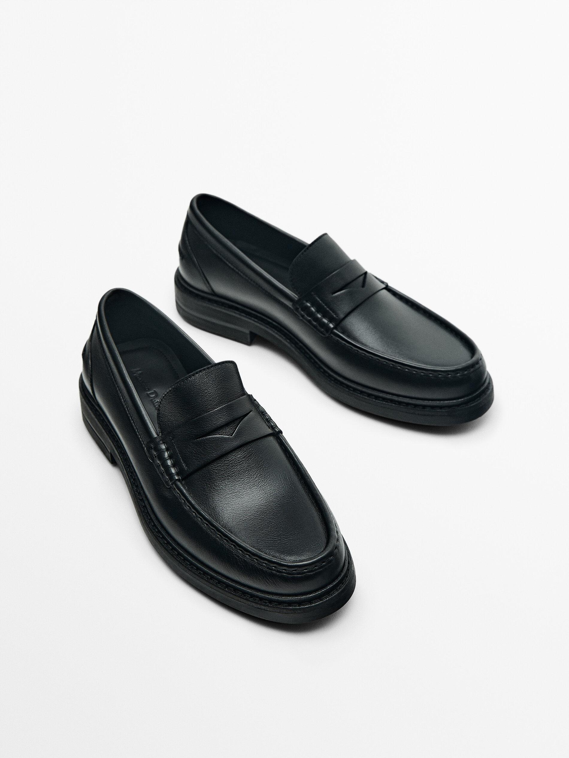MASSIMO DUTTI Black Nappa Loafers in White for Men | Lyst