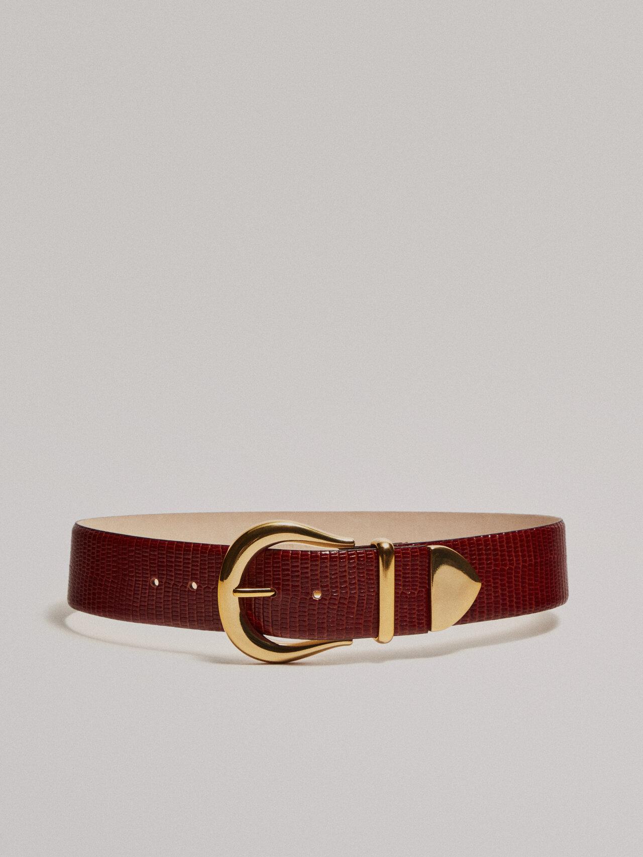 MASSIMO DUTTI Embossed Leather Belt With End Tip - Studio in White | Lyst