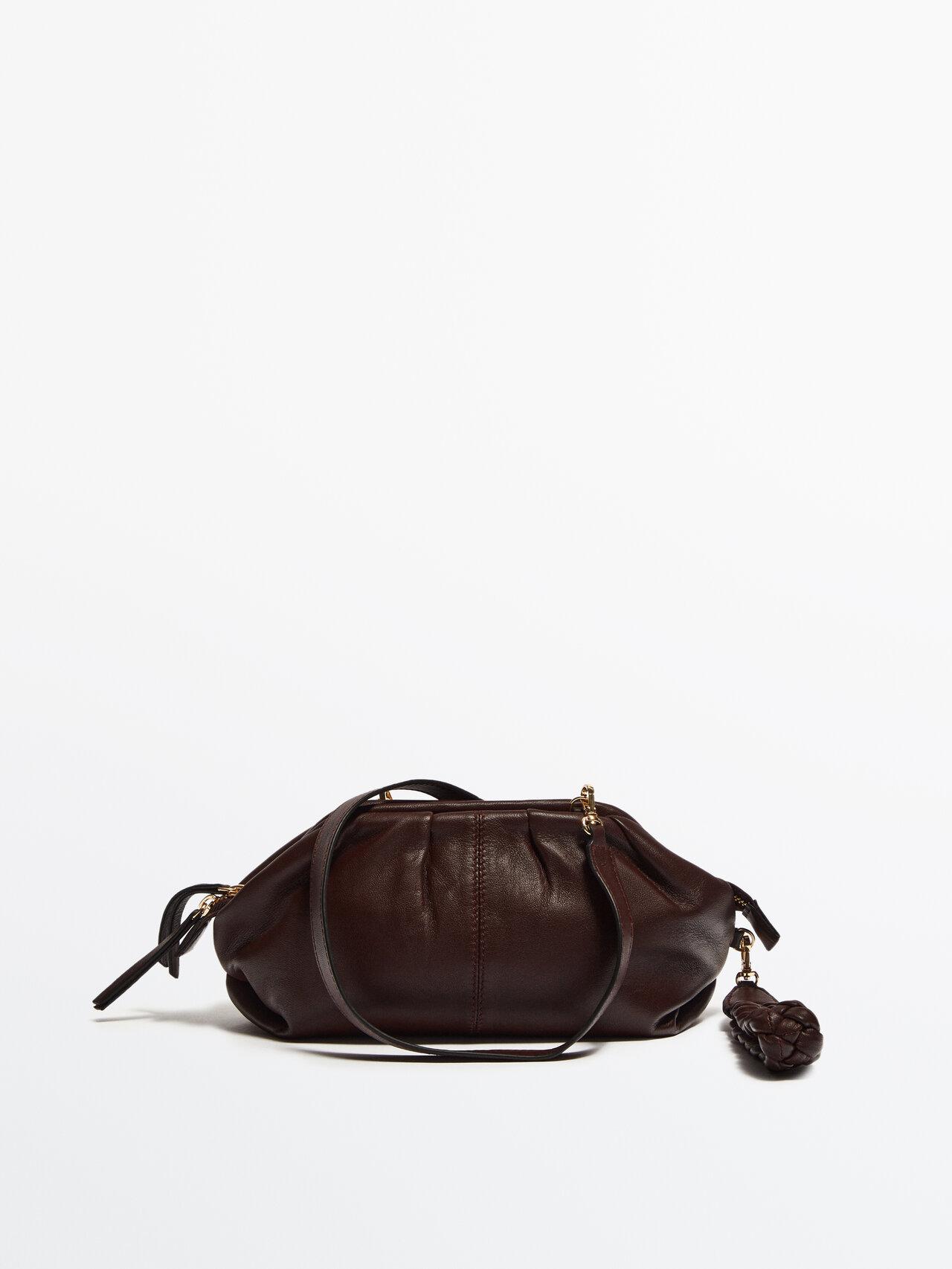 MASSIMO DUTTI Gathered Mini Leather Bag - Studio in Brown | Lyst