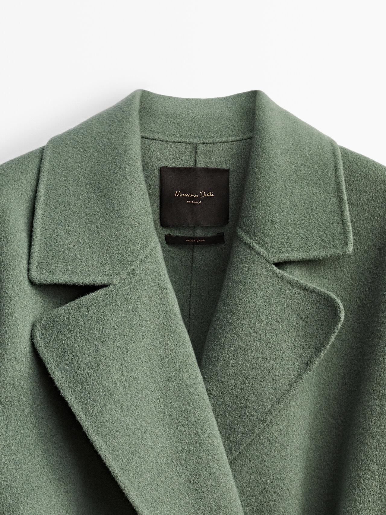 MASSIMO DUTTI Wool Wraparound Coat With Belt in Emerald (Green) | Lyst