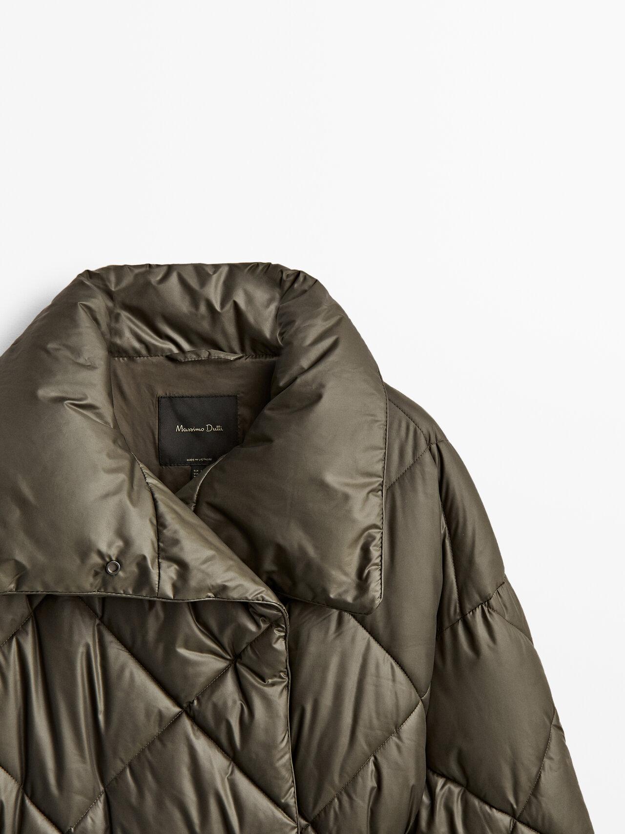 MASSIMO DUTTI Double-breasted Puffer Jacket in Green | Lyst