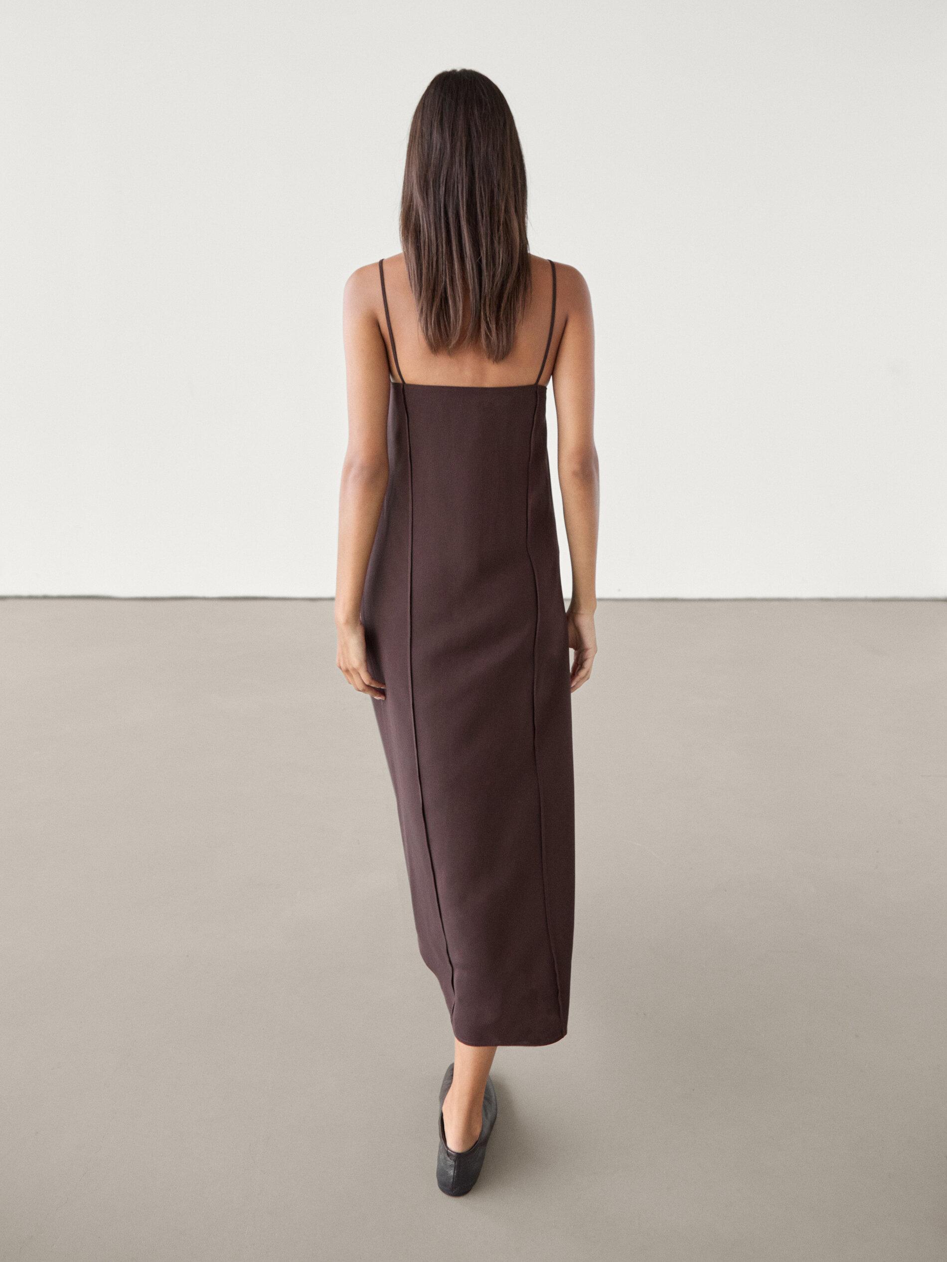 massimo dutti brown dress Pre-Loved Nordstrom Women's Tonal Sketch Floral Maxi Slip Dress Brown Size  L – Elle & Beck main image 1