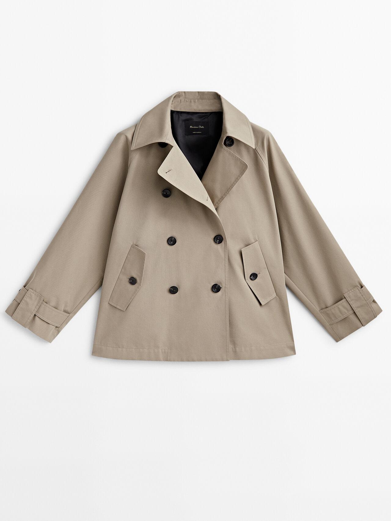 MASSIMO DUTTI Short Trench Coat With Back Pleat in Natural | Lyst