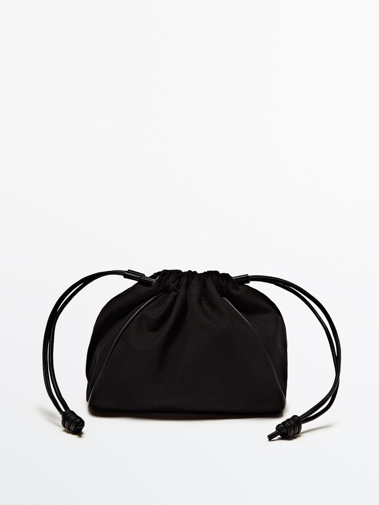 MASSIMO DUTTI Pouch Bag With Leather Details in Black | Lyst