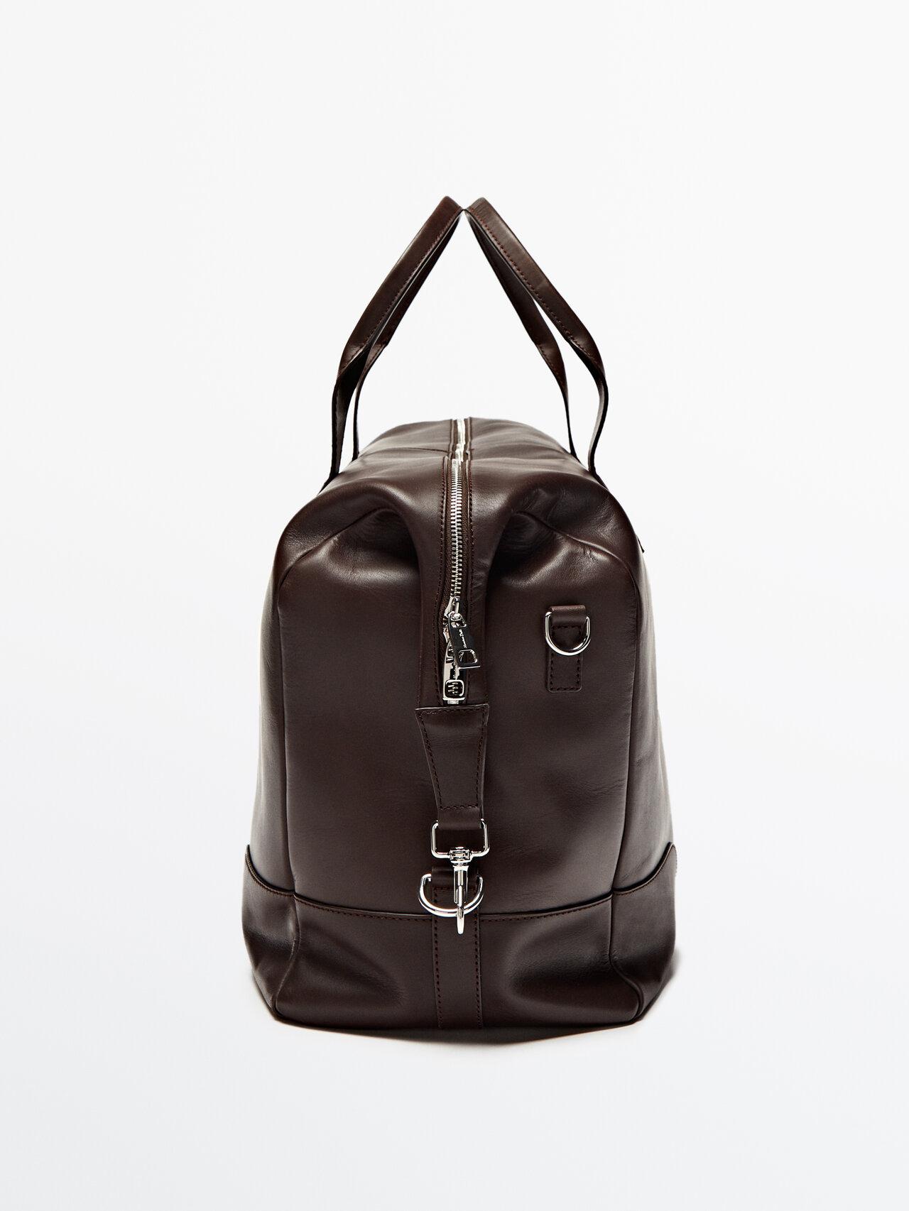 MASSIMO DUTTI Leather Bowling Bag in Brown for Men | Lyst