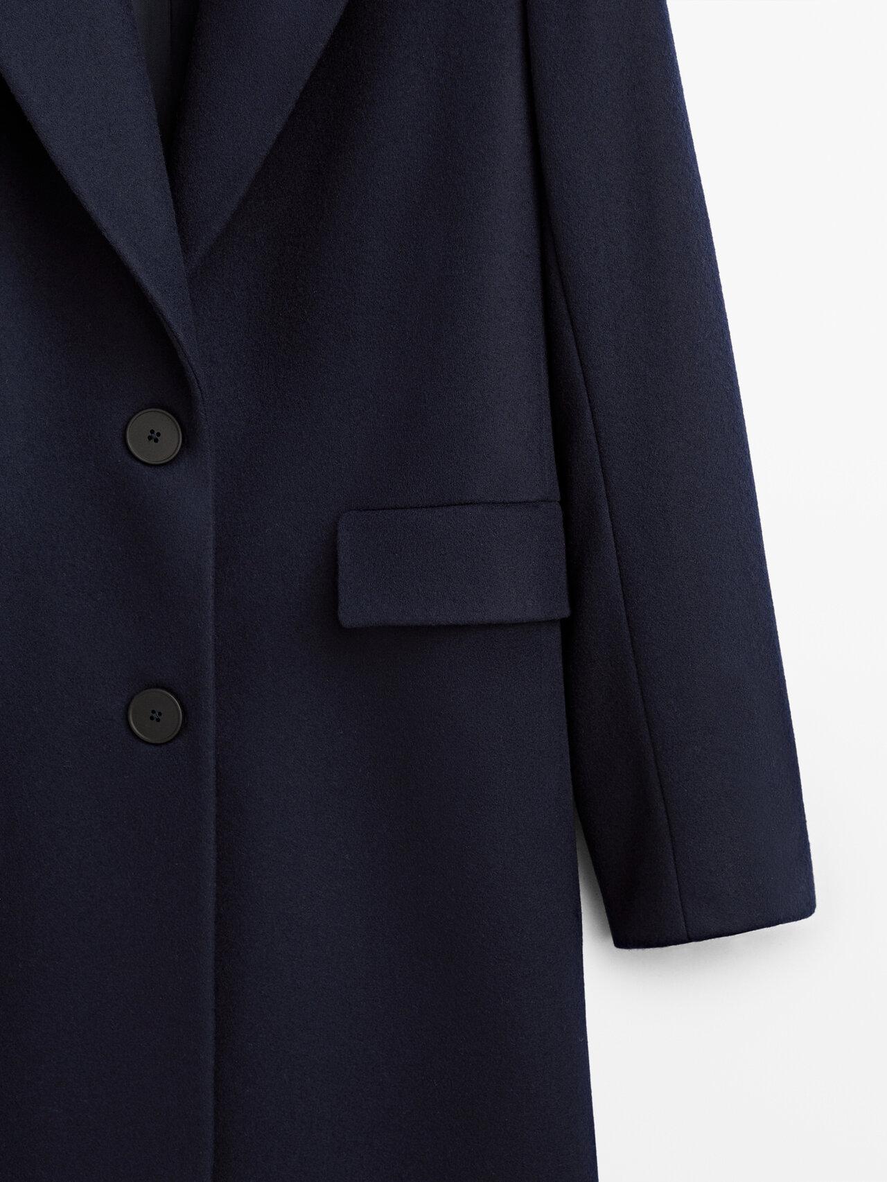 MASSIMO DUTTI Navy Blue Smart Wool Coat | Lyst