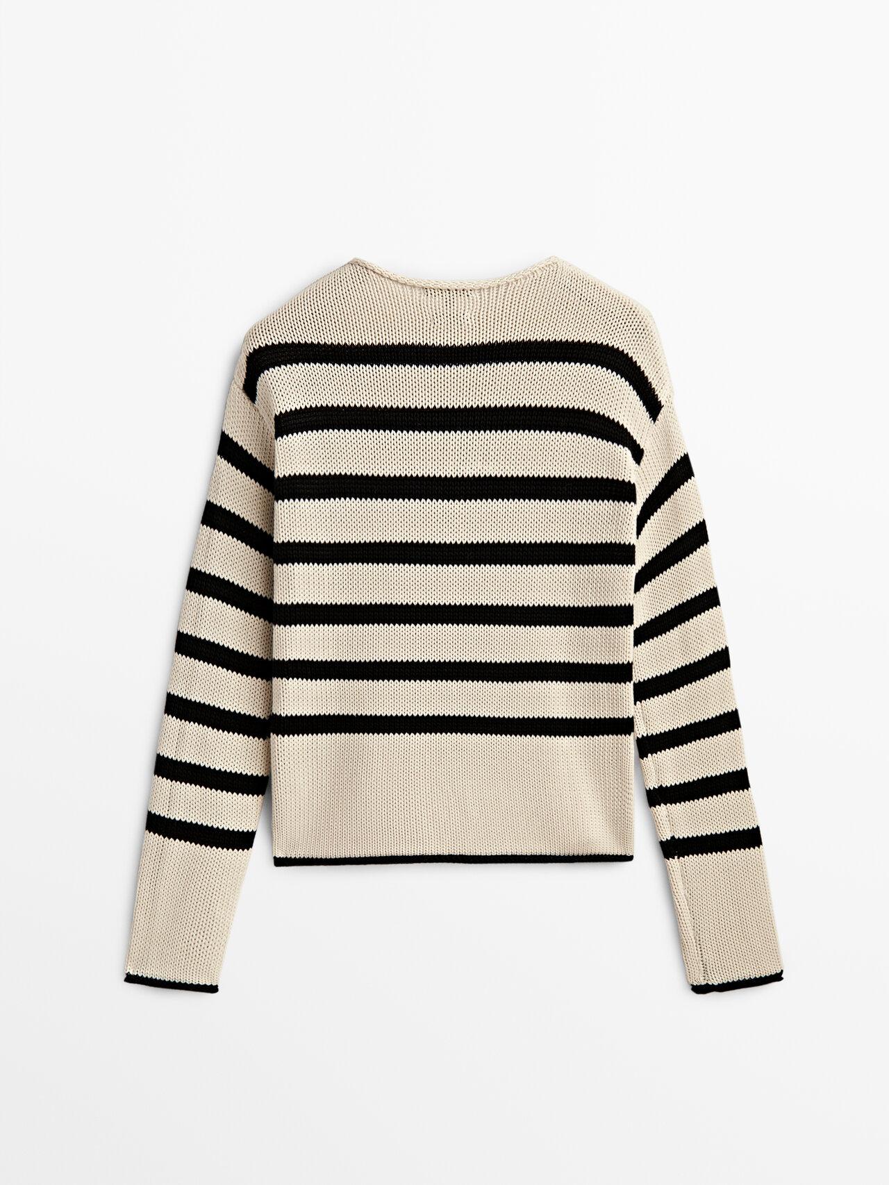 Schelden rots Autorisatie MASSIMO DUTTI Striped Cotton Sweater in Natural | Lyst