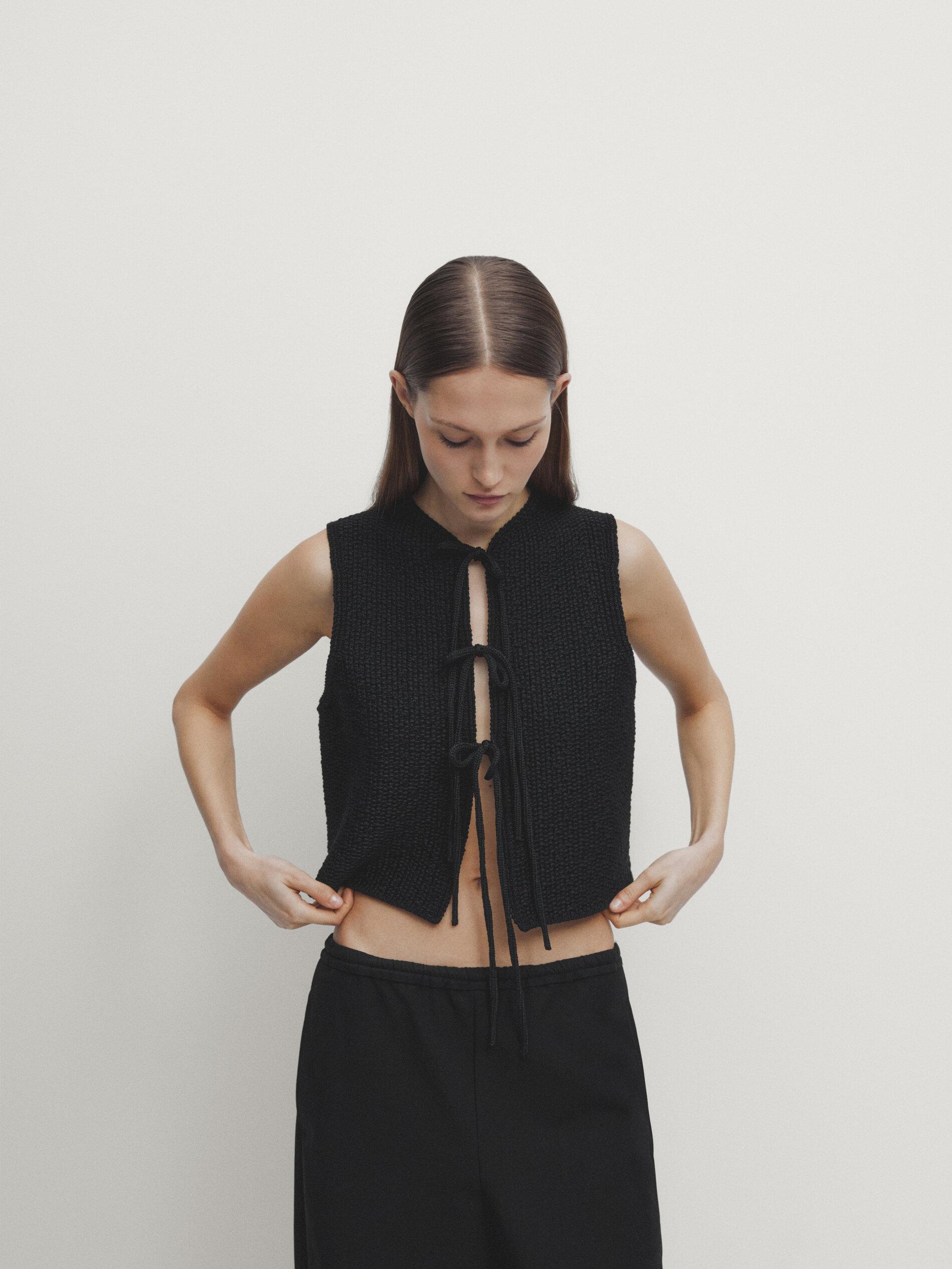 Sin Mangas Jersey Negro Cuello Alto Massimo Dutti Jersey Holgado