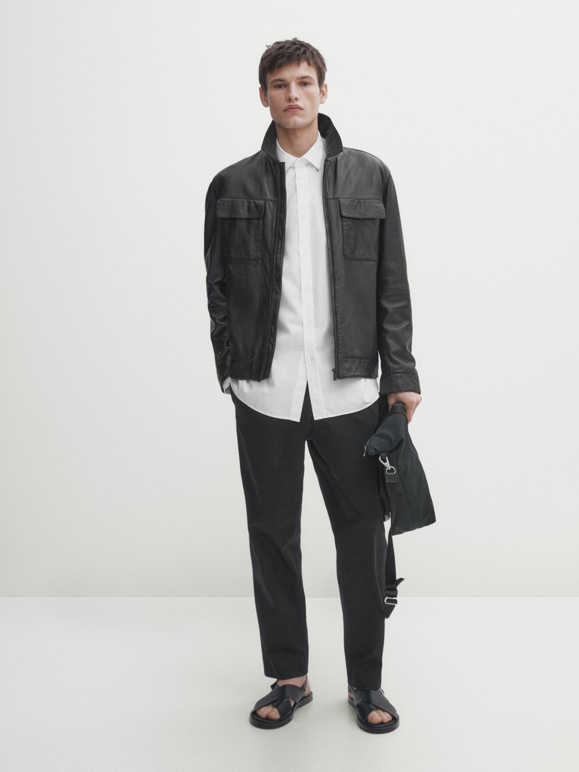 MASSIMO DUTTI Nappa Leather Trucker Jacket in White for Men Lyst UK