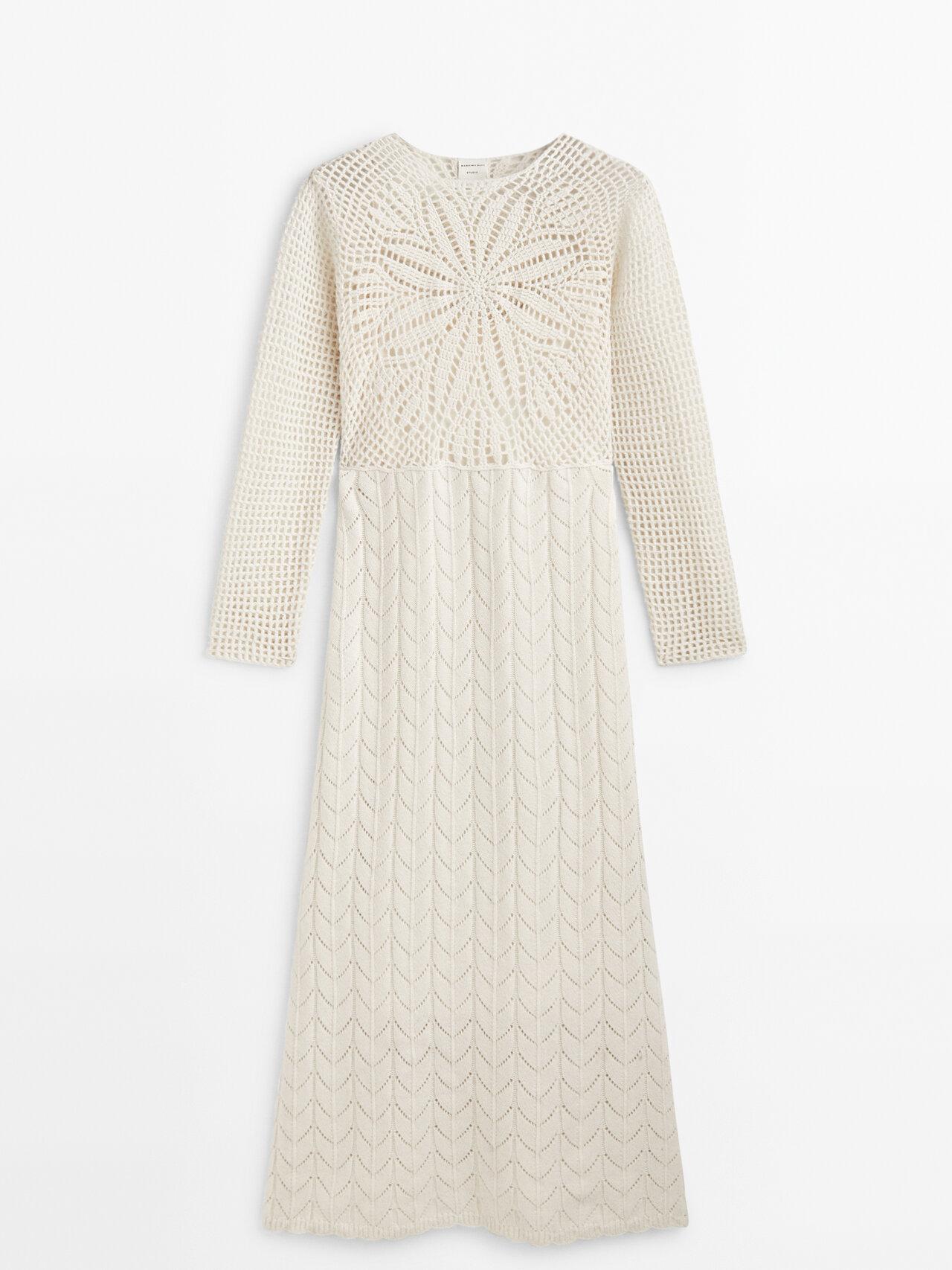 MASSIMO DUTTI Crochet Knit Dress Studio in White Lyst