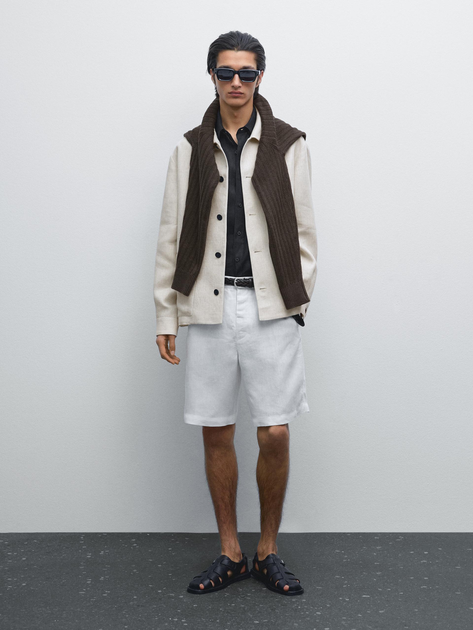 Bermudas Hombre Bermuda Lino Massimo Dutti Bermuda Ligera 100