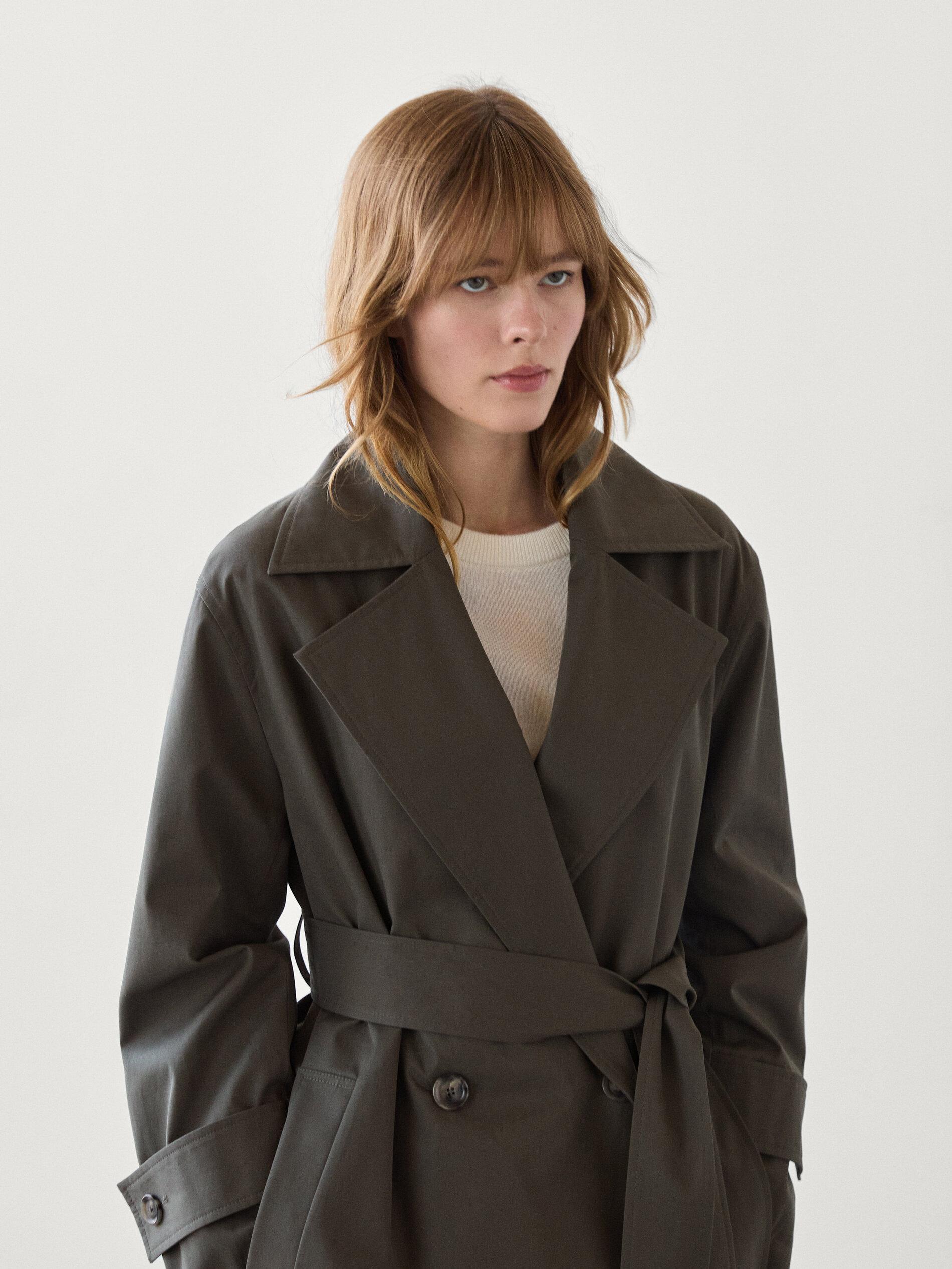 MASSIMO DUTTI Long Cotton Trench Coat in Grey Lyst UK